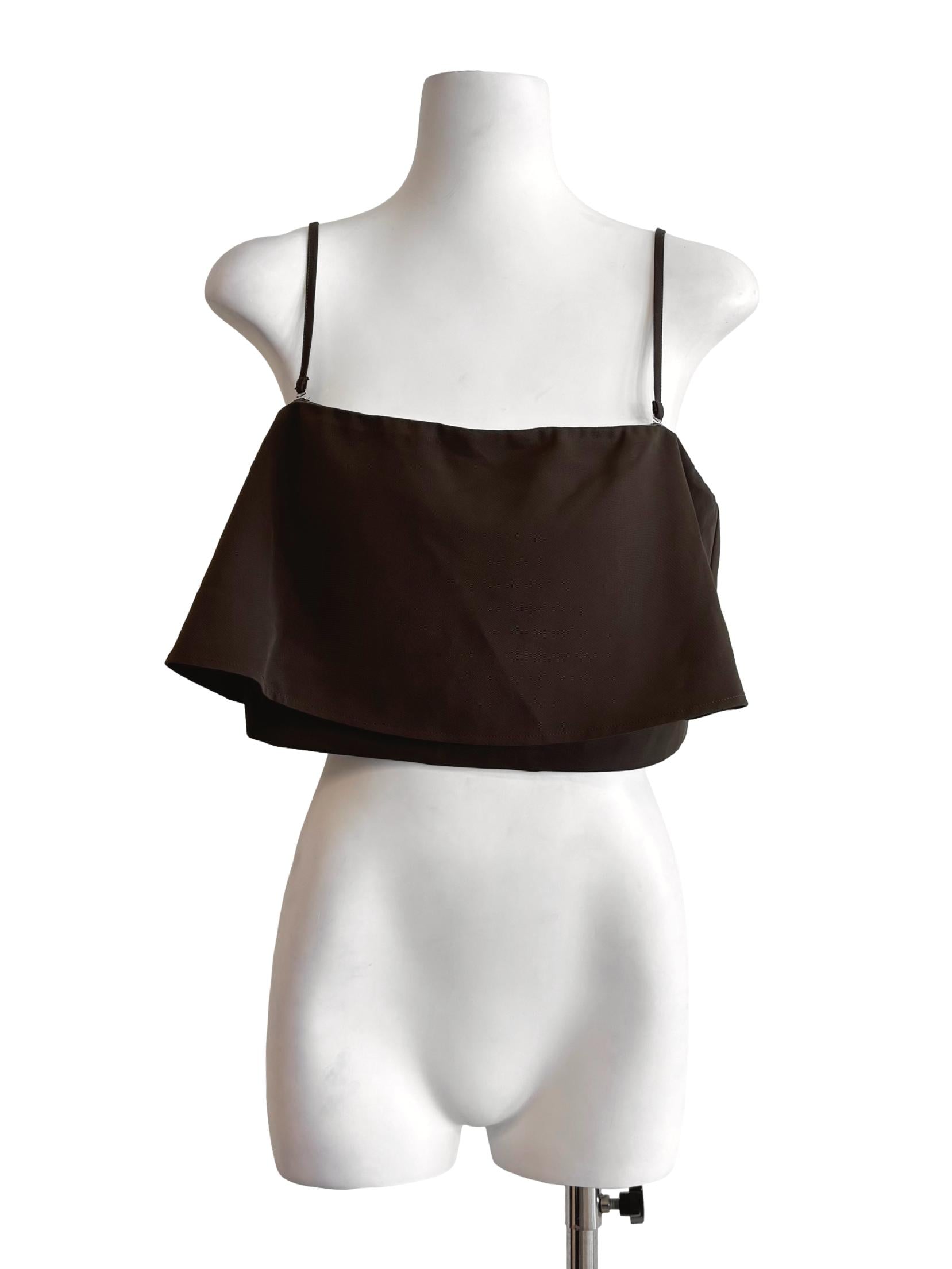 Black Coffee Spaghetti Strap Drape Top