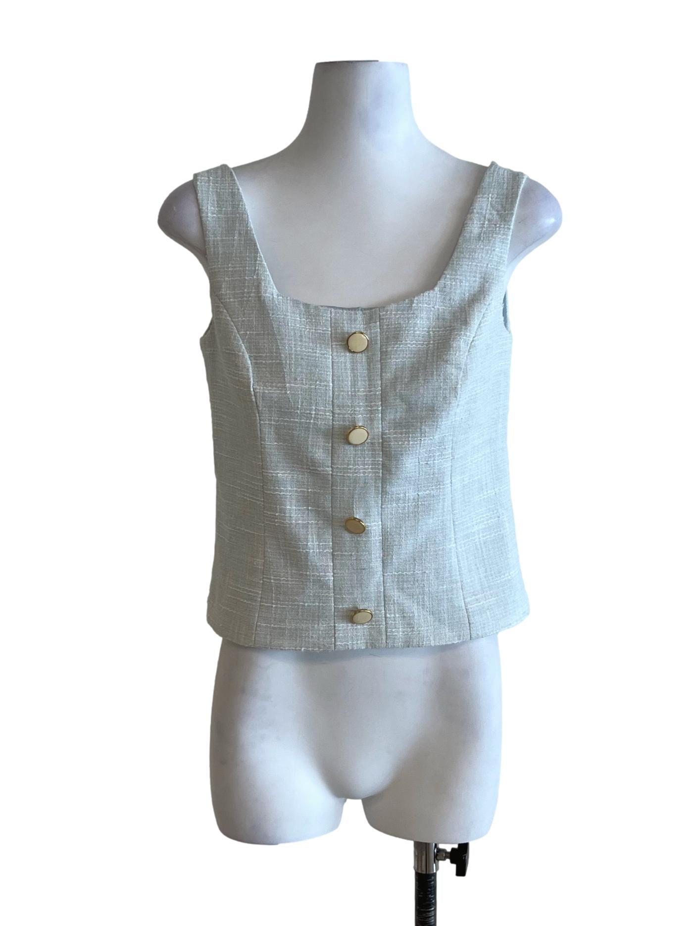 Sky Blue Square Neckline Sleeveless Top