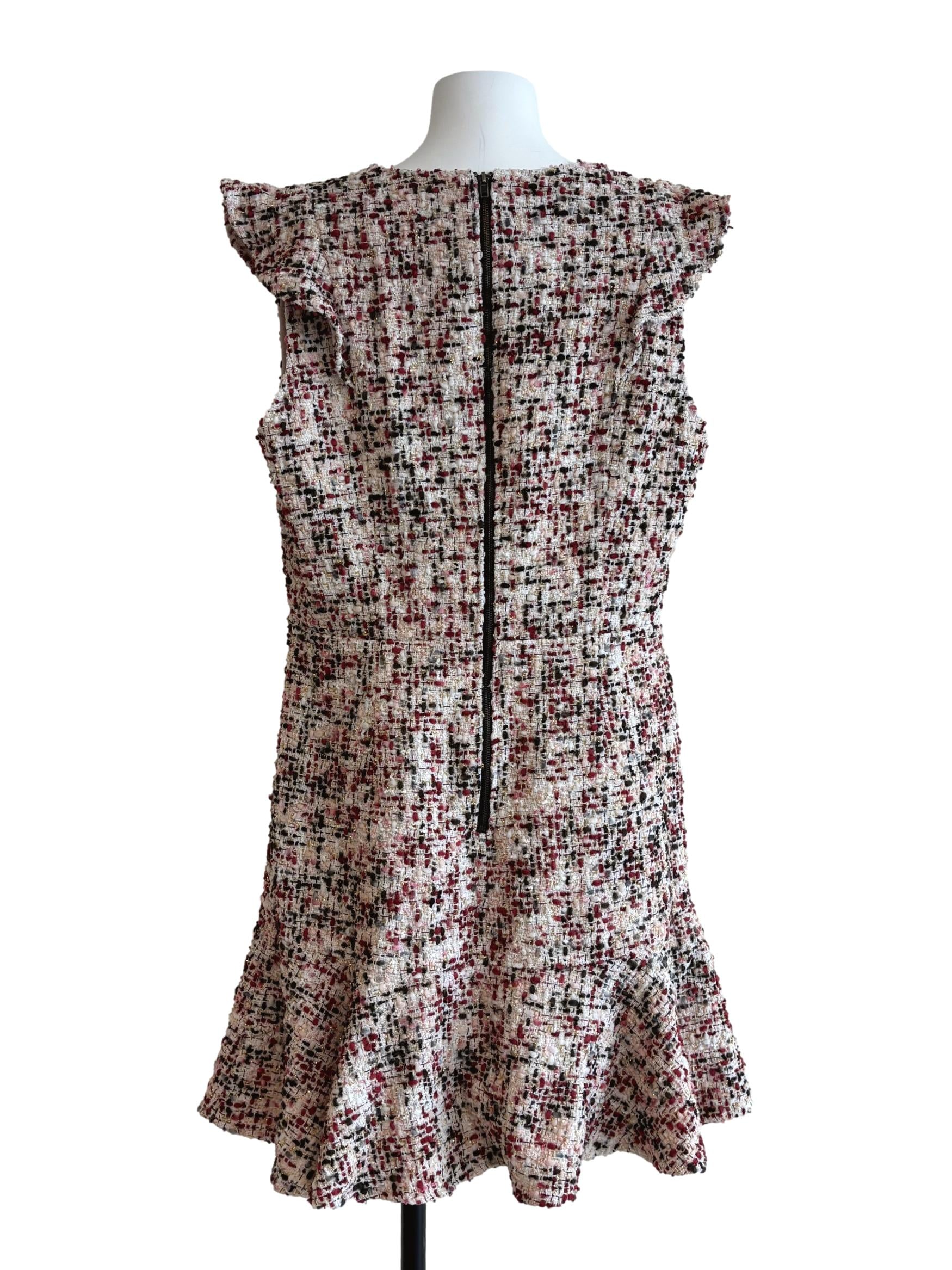 Bone White Colourful Tweed Mini Dress