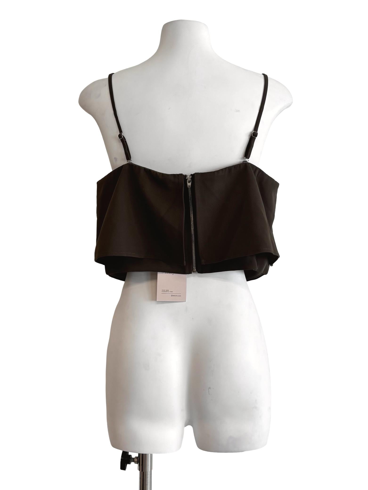 Black Coffee Spaghetti Strap Drape Top