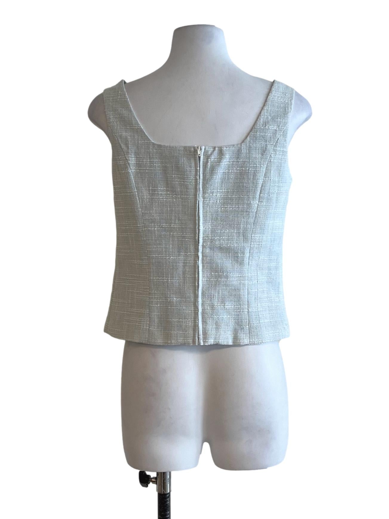 Sky Blue Square Neckline Sleeveless Top