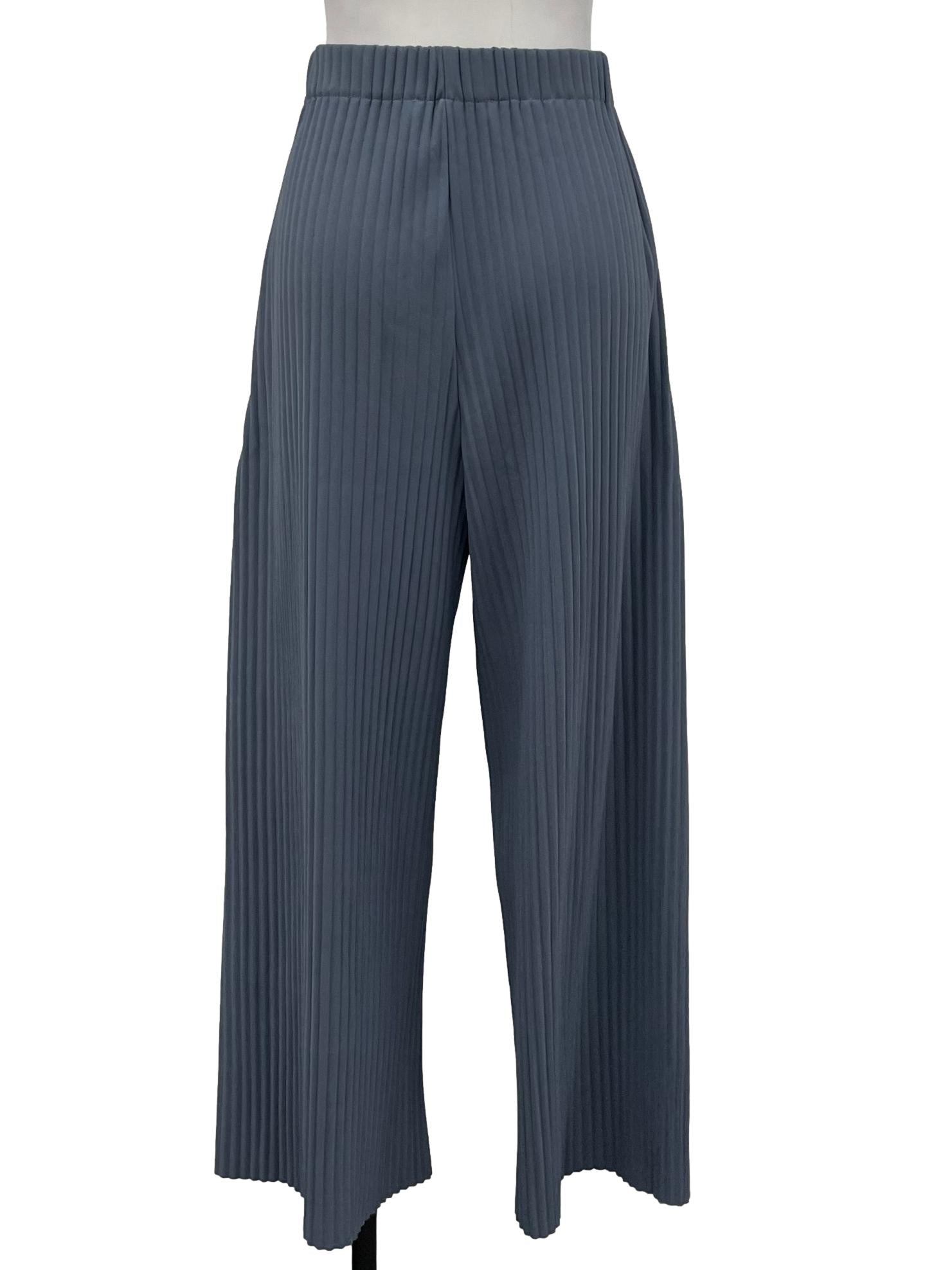 Stone Blue Pleated Stretchy Pants
