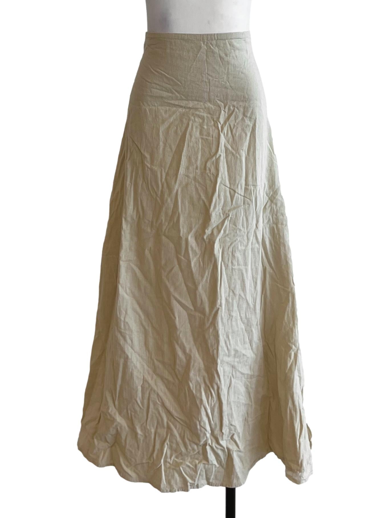 Beige High-Waisted A-Line Skirt