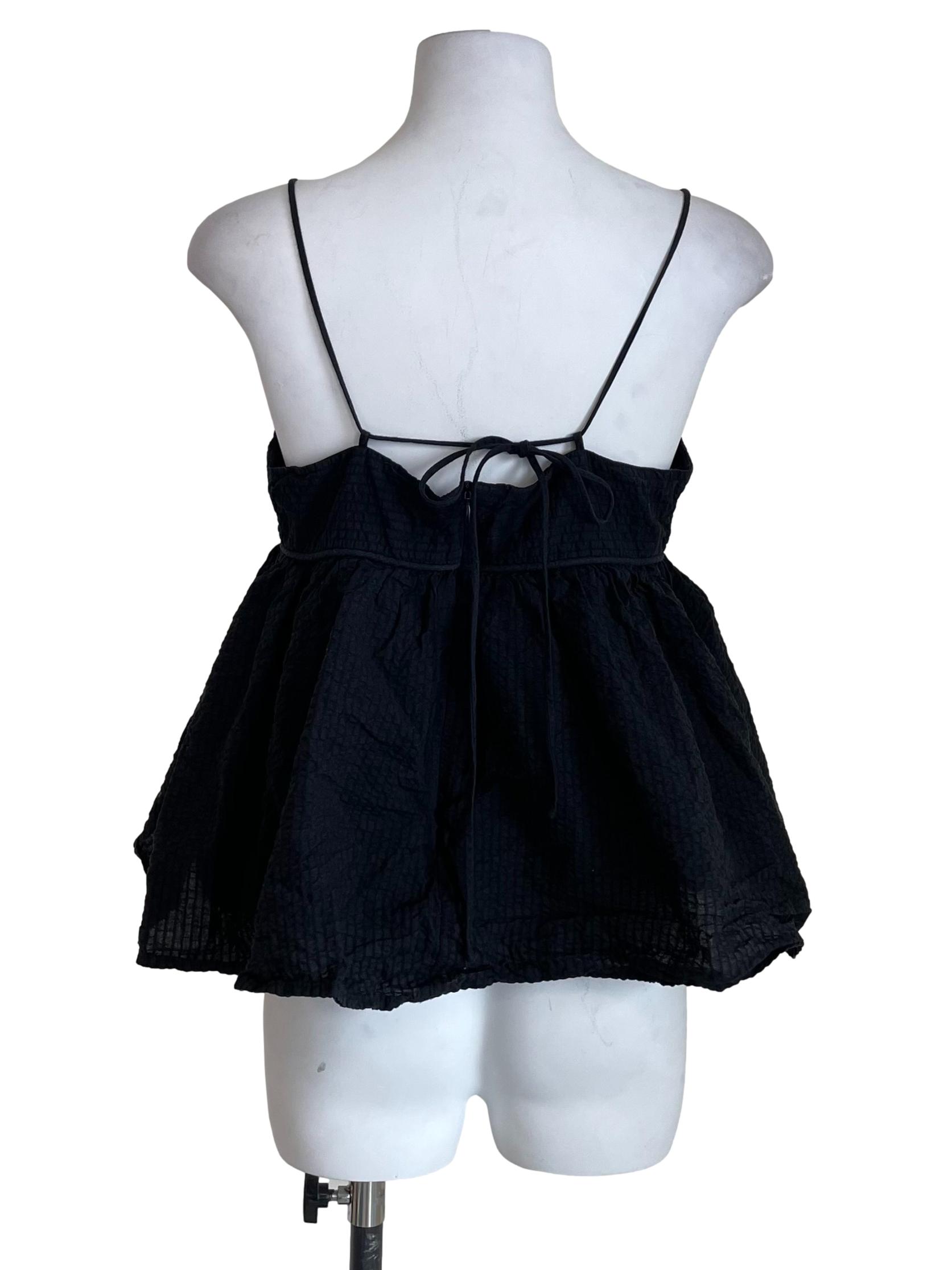 Black Babydoll Tie Strings Top