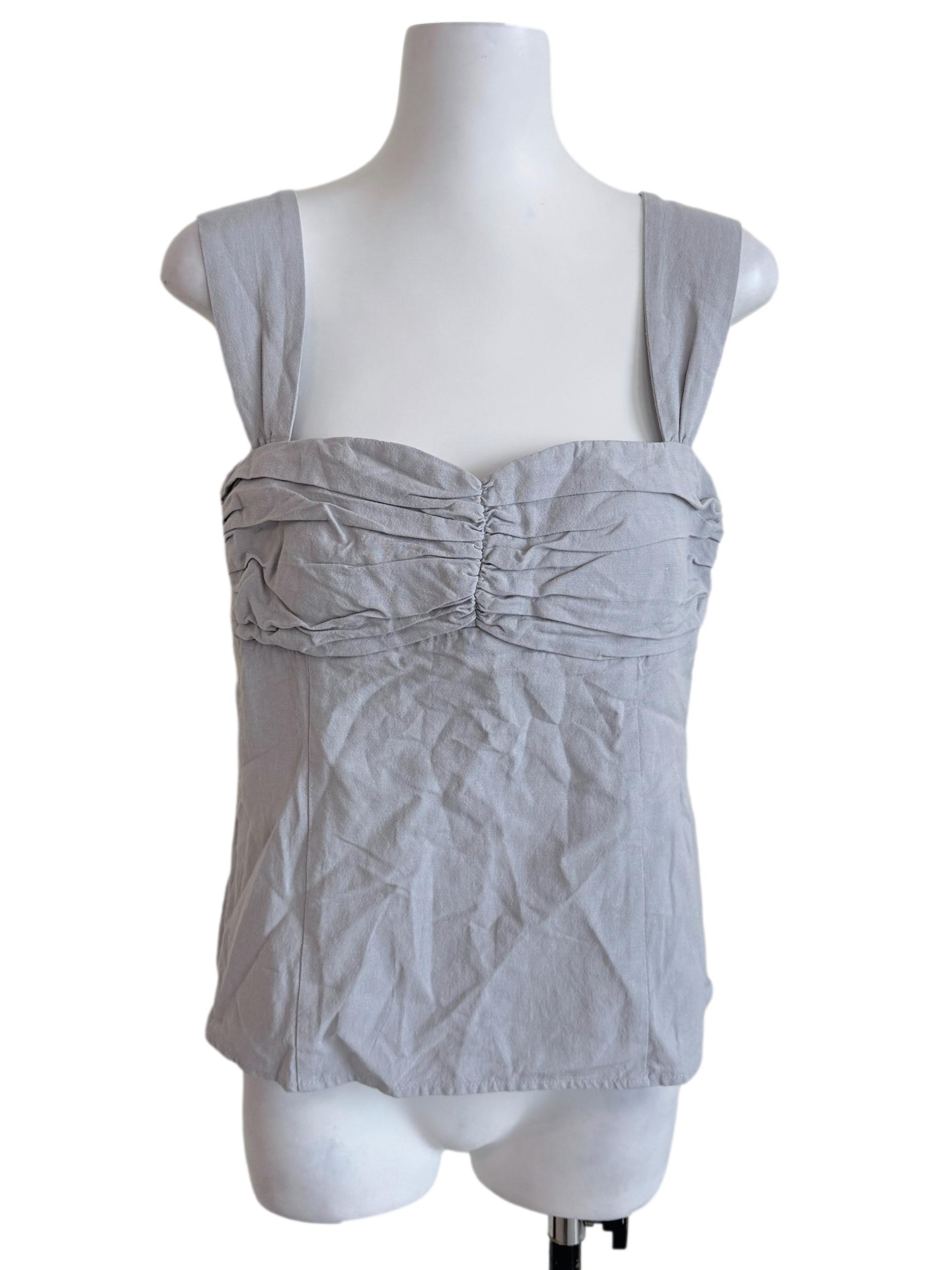 Stone Blue Padded Sleeveless Top