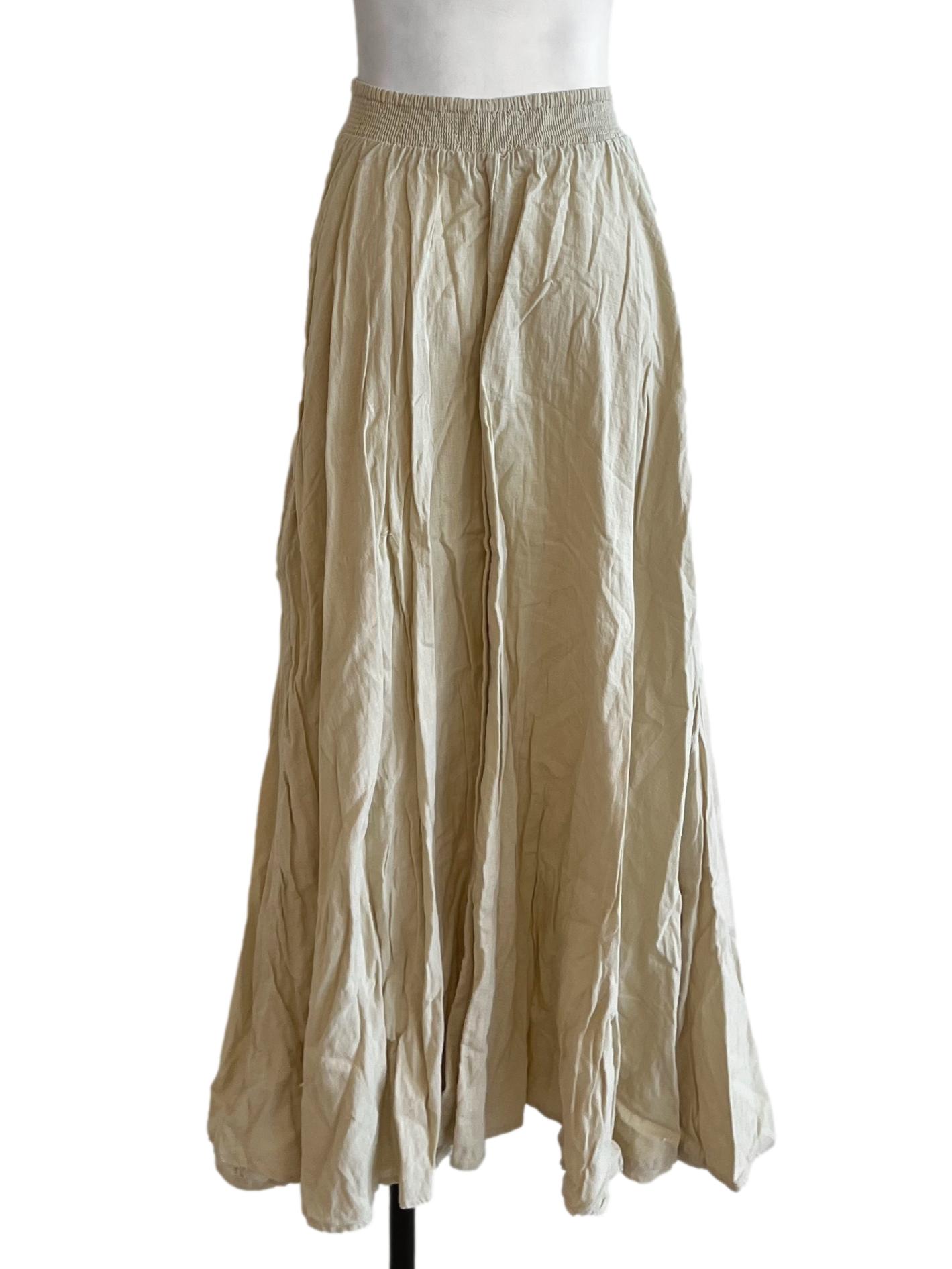 Beige High-Waisted A-Line Skirt