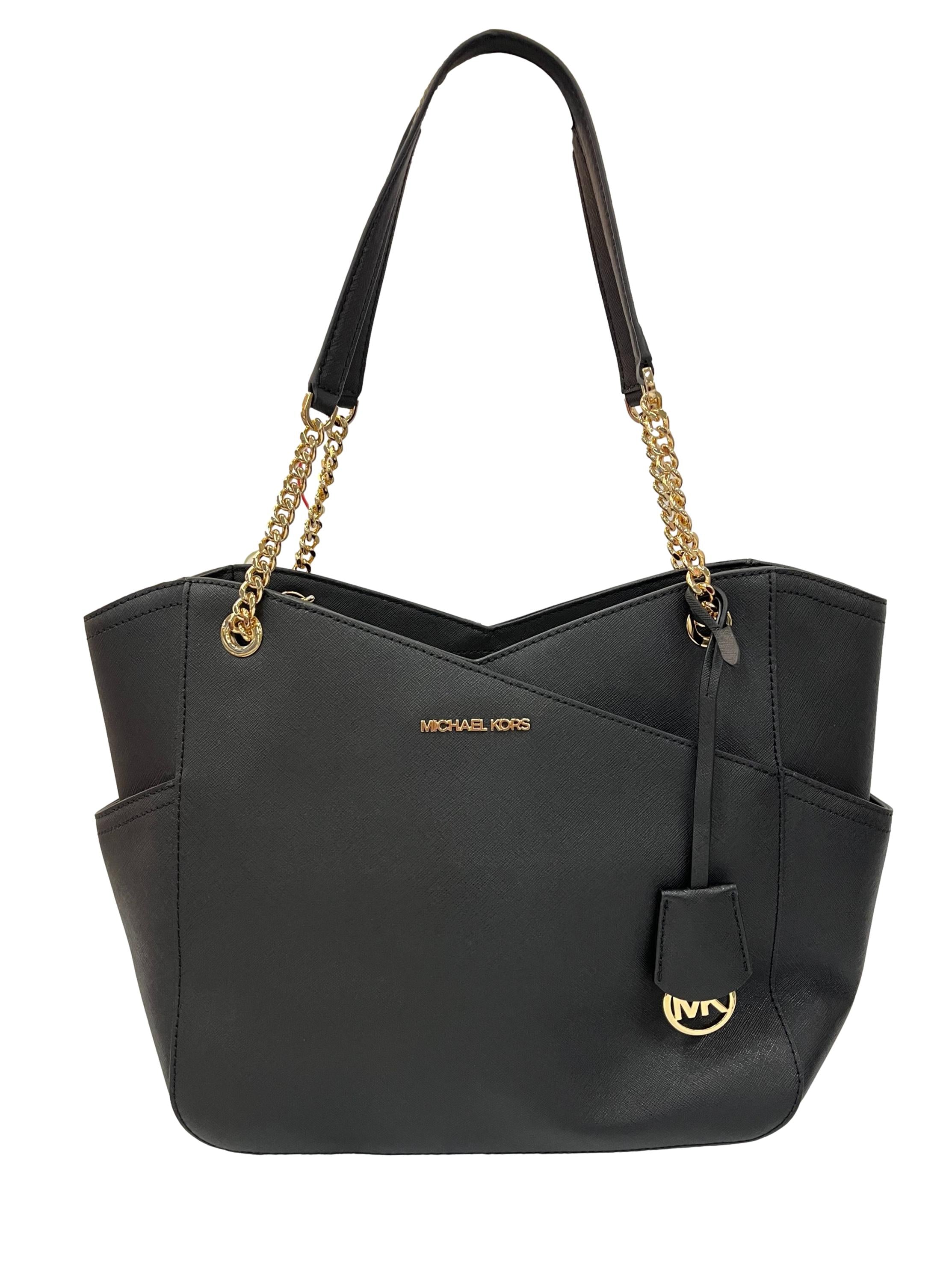 Black Leather Jet Set Large Shoulder Bag CSN