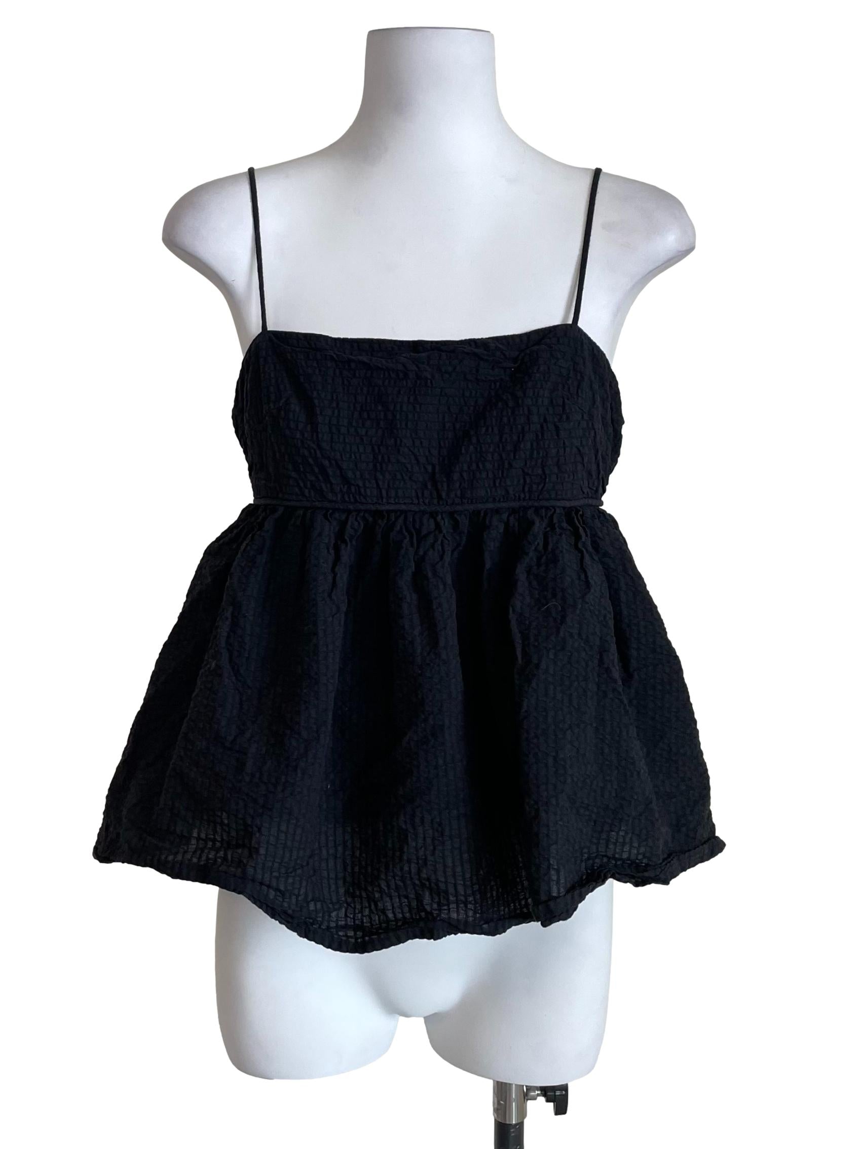Black Babydoll Tie Strings Top