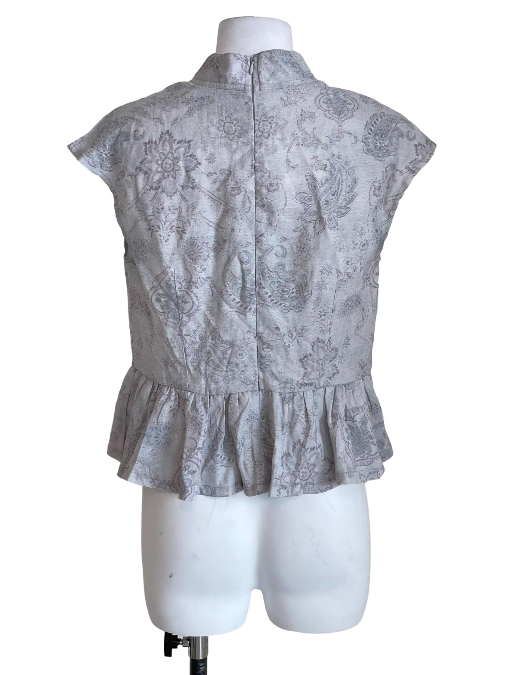 Cloud Grey Peplum Mandarin Top