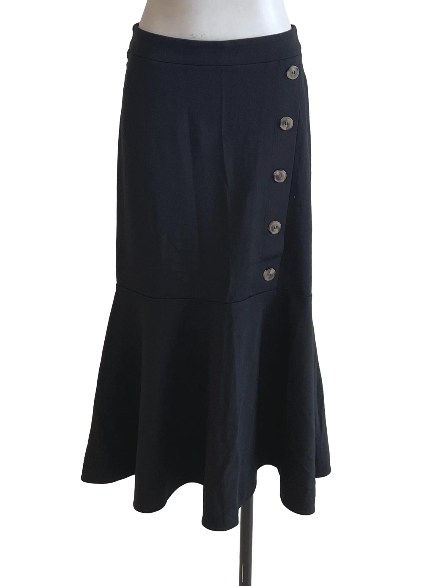 Black Button Bias Skirt