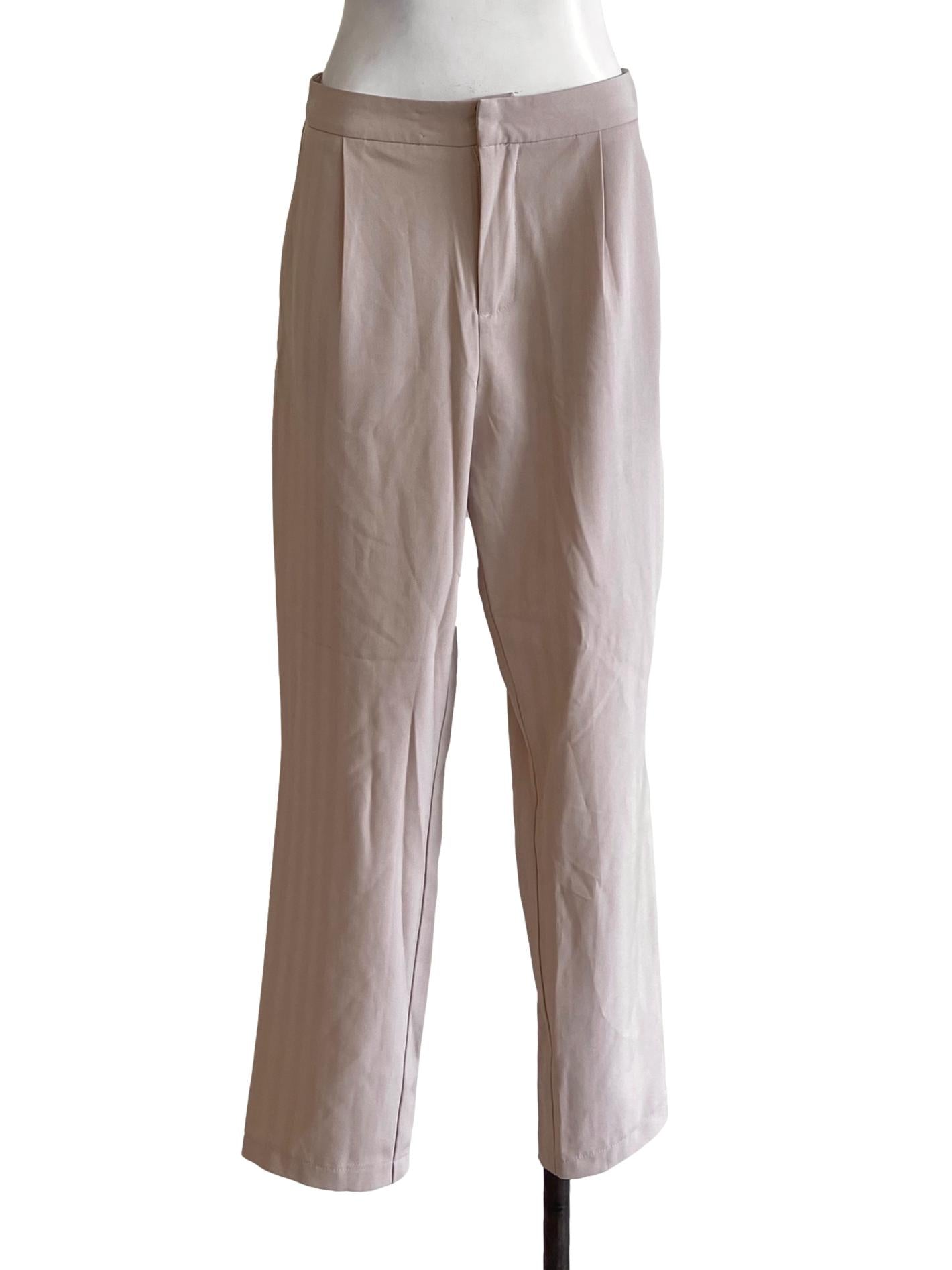 Ivory Beige Herringbone Silk Formal Pants