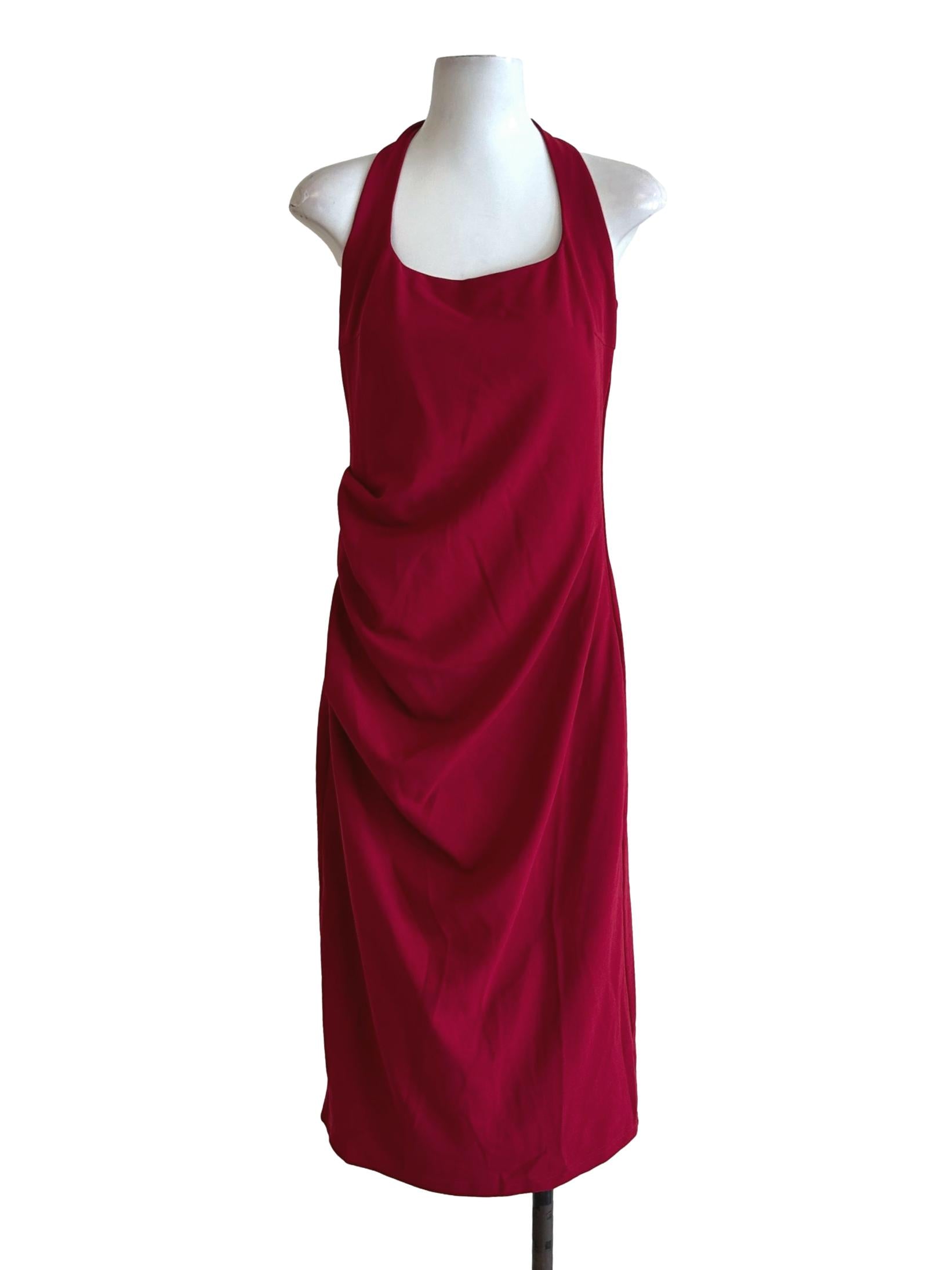Crimson Red Halter Dress
