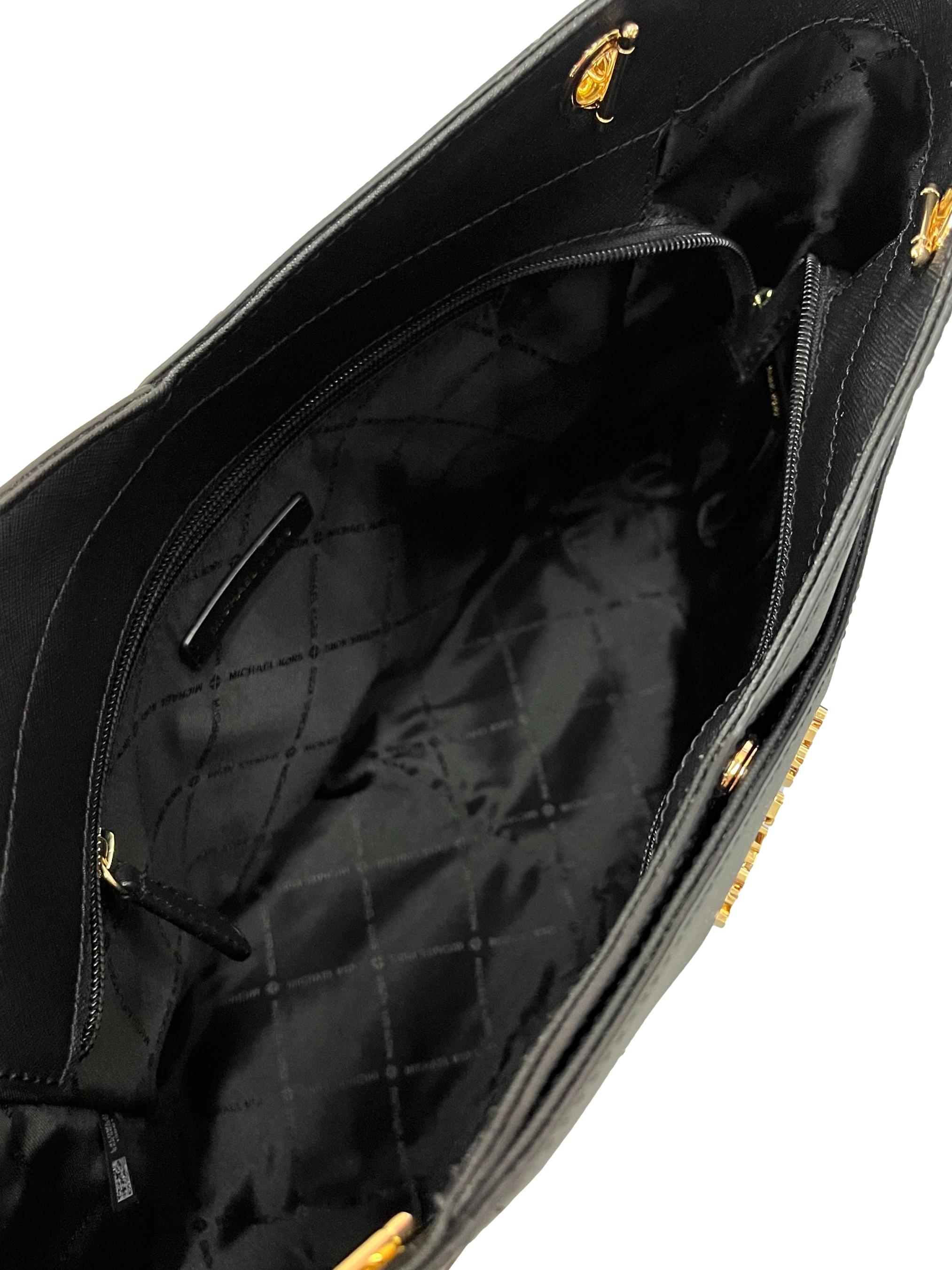 Black Leather Jet Set Large Shoulder Bag CSN