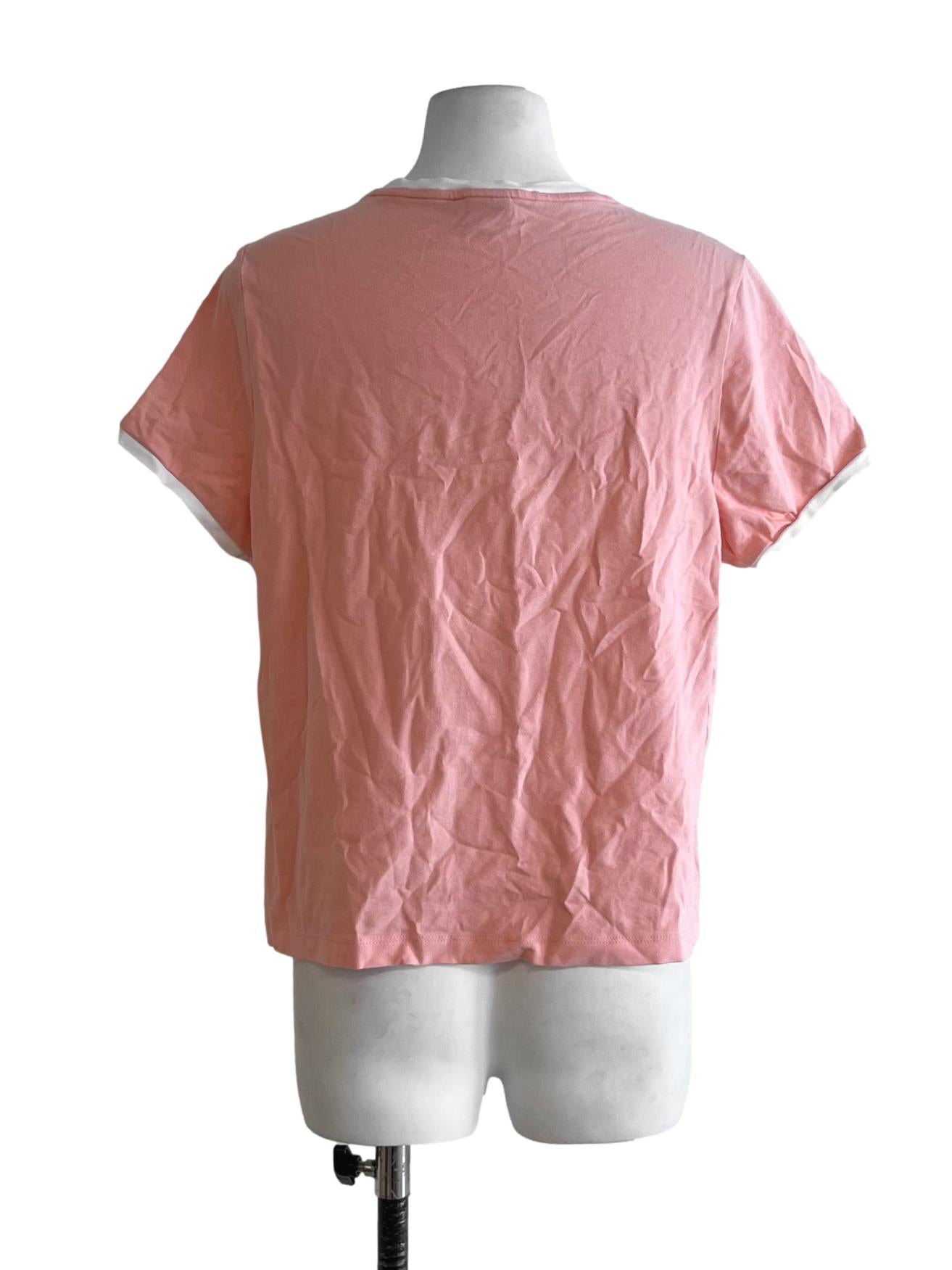 Watermelon Pink Jewel Neckline T-Shirt