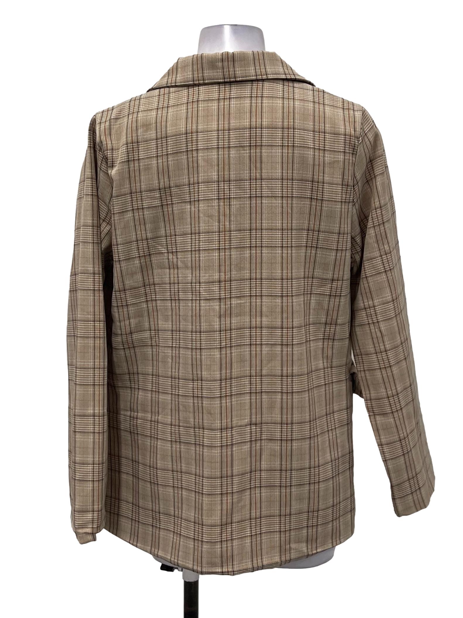 6Style Light Brown Checkered Blazer