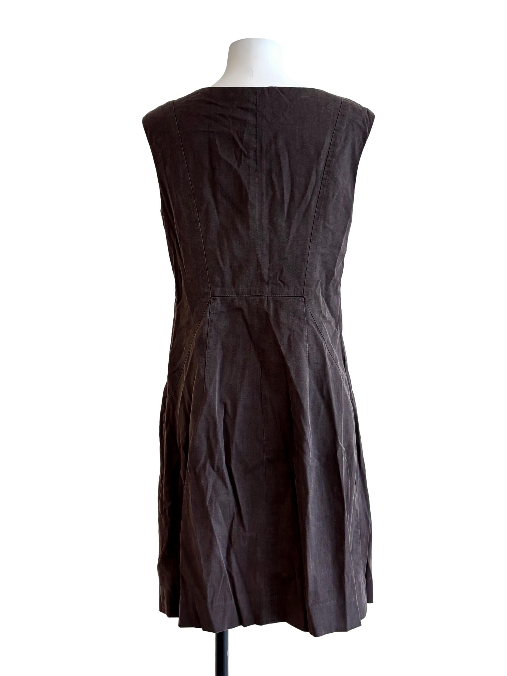 Dark Mocha Brown Boat Neck Sheath Dress