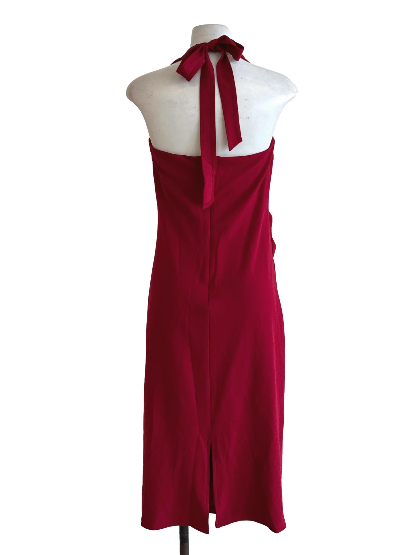 Crimson Red Halter Dress
