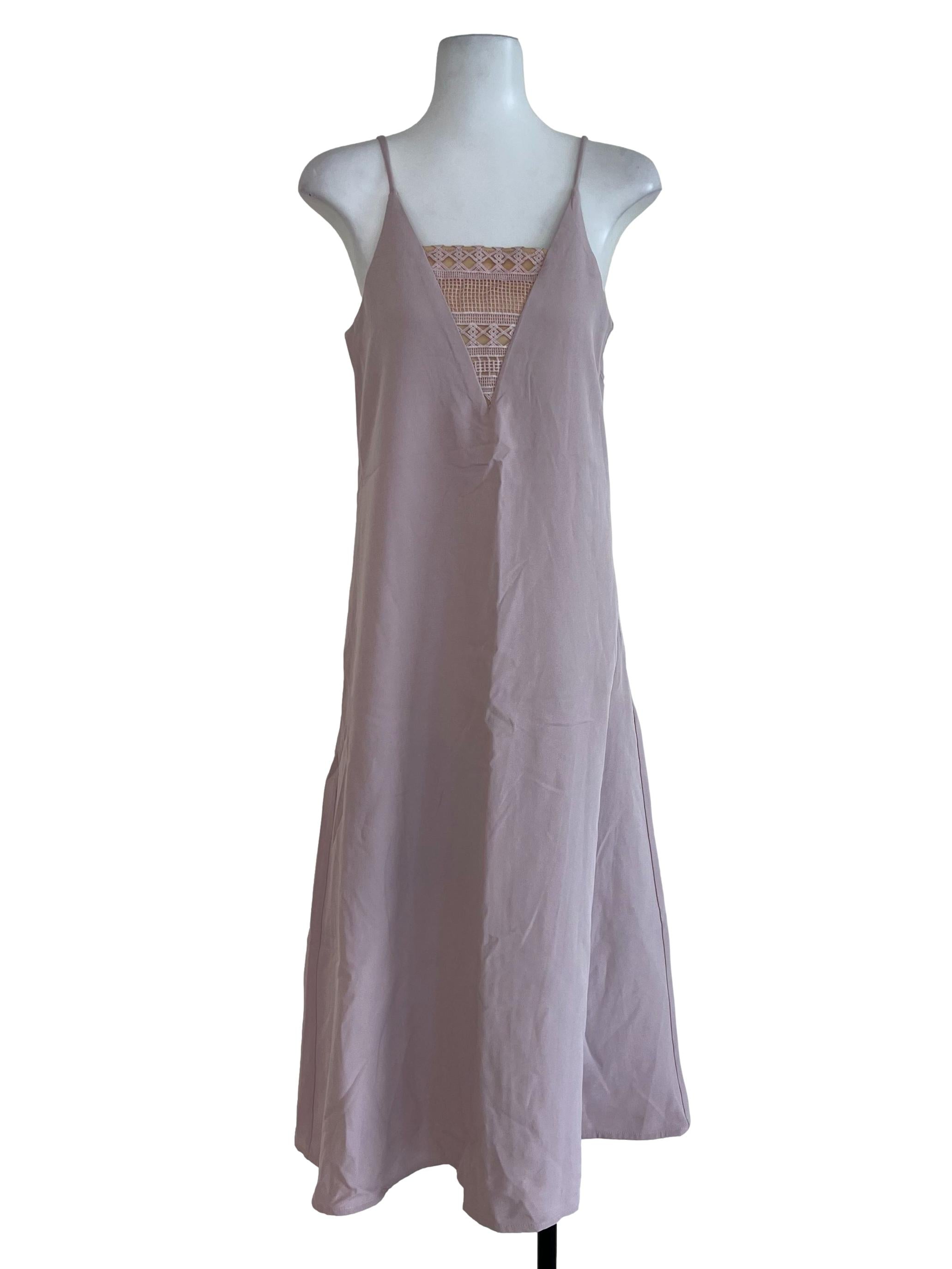 Pink Embroidery Neck Dress