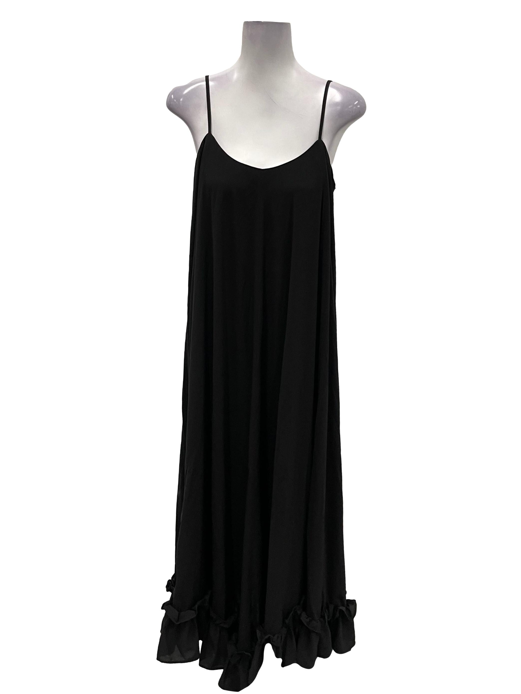 Young Hungry Free Black Scoop Cami Maxi Ruffle Trim Dress