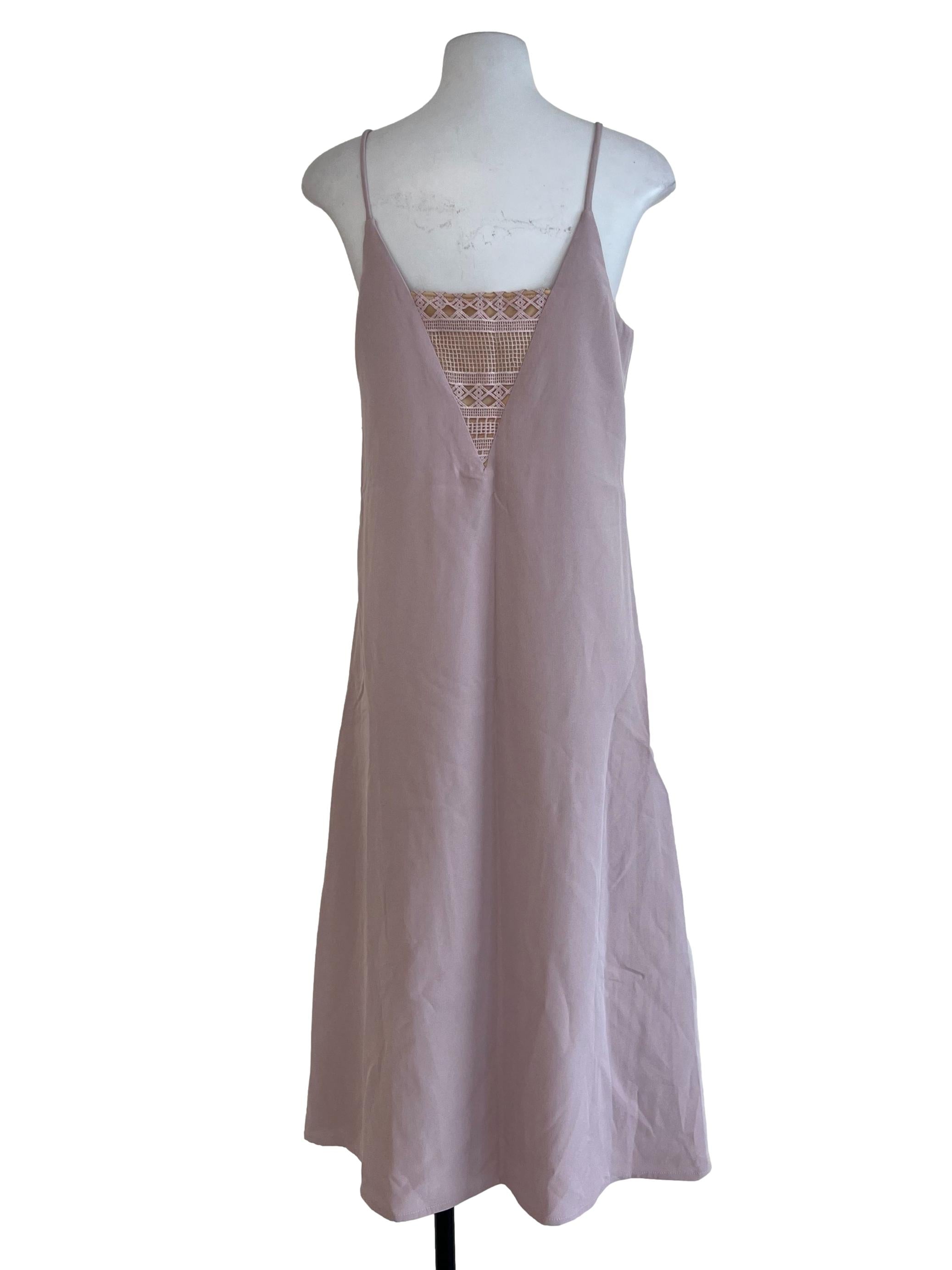 Pink Embroidery Neck Dress