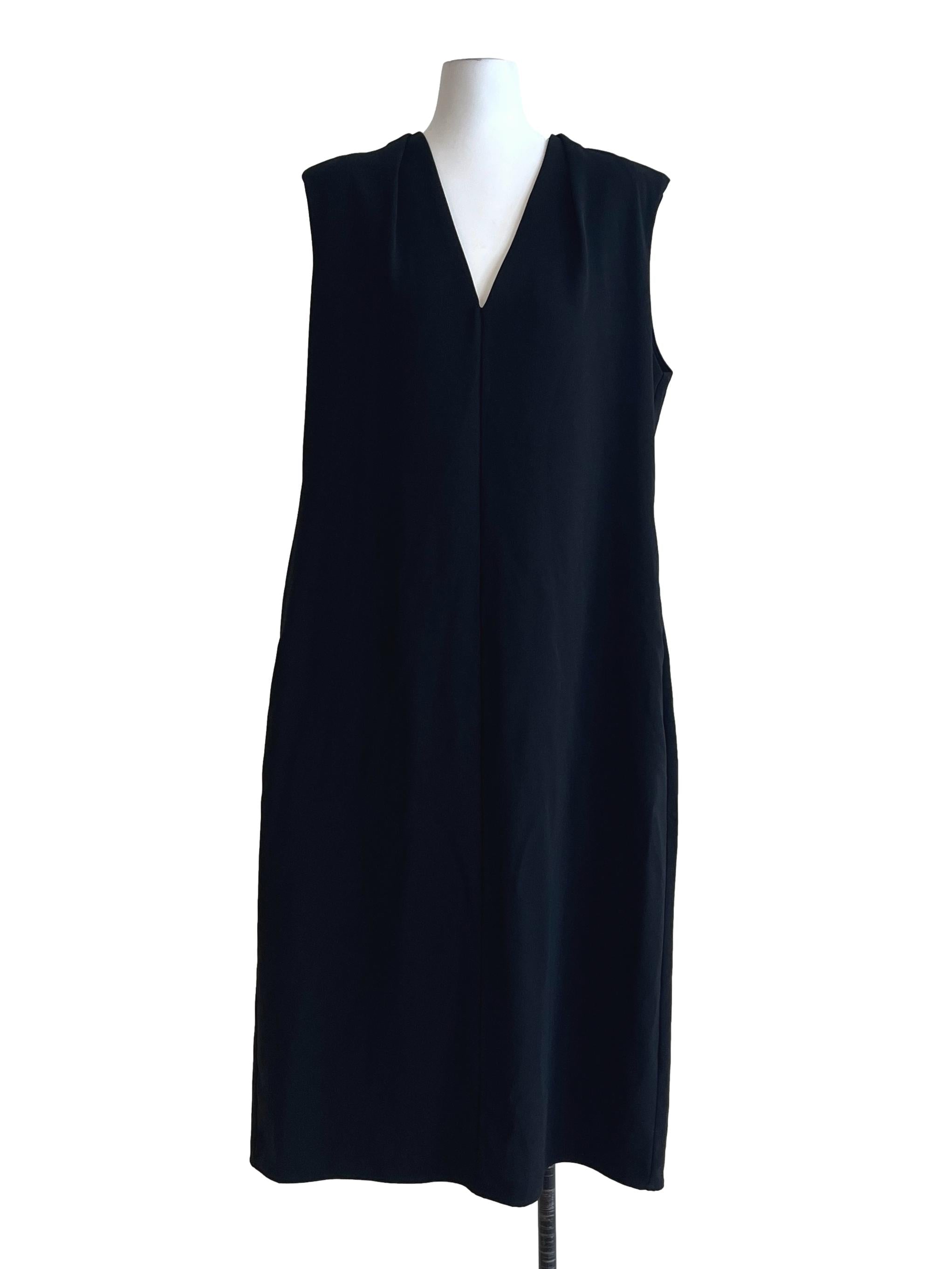 Pitch Black V Neck Shift Dress LB