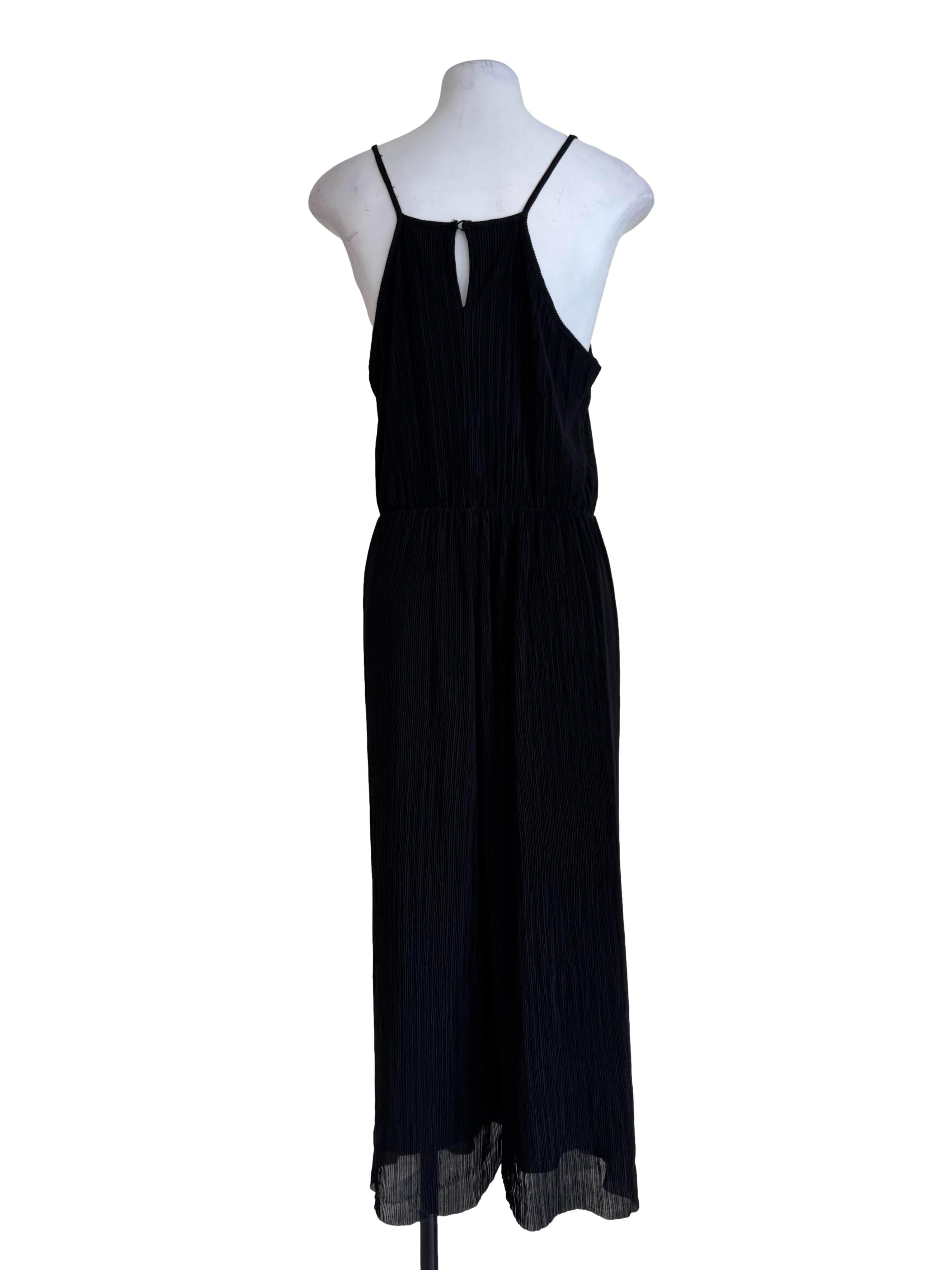 Textured Black Sleeveless Jumpsuit