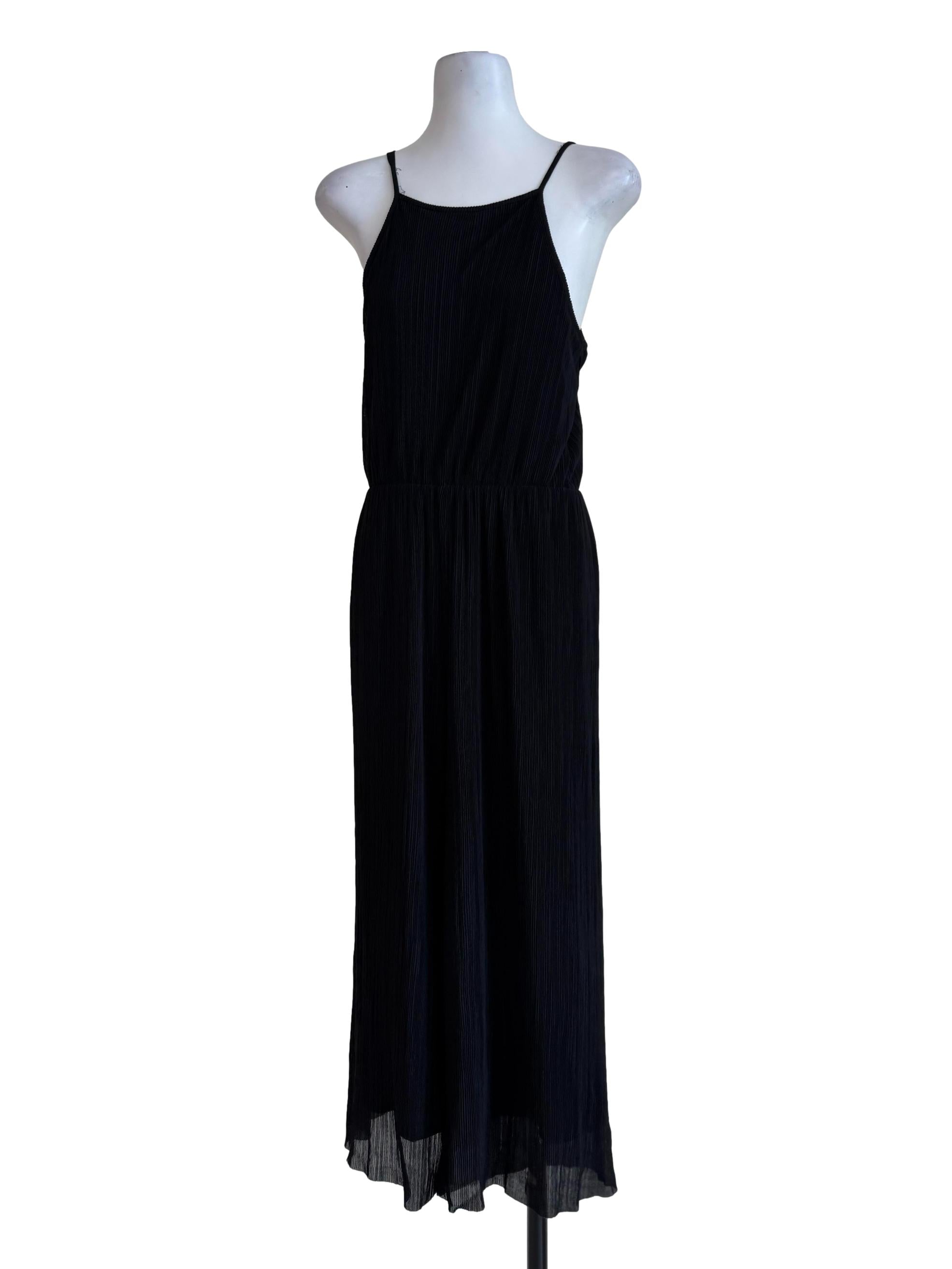 Textured Black Sleeveless Jumpsuit