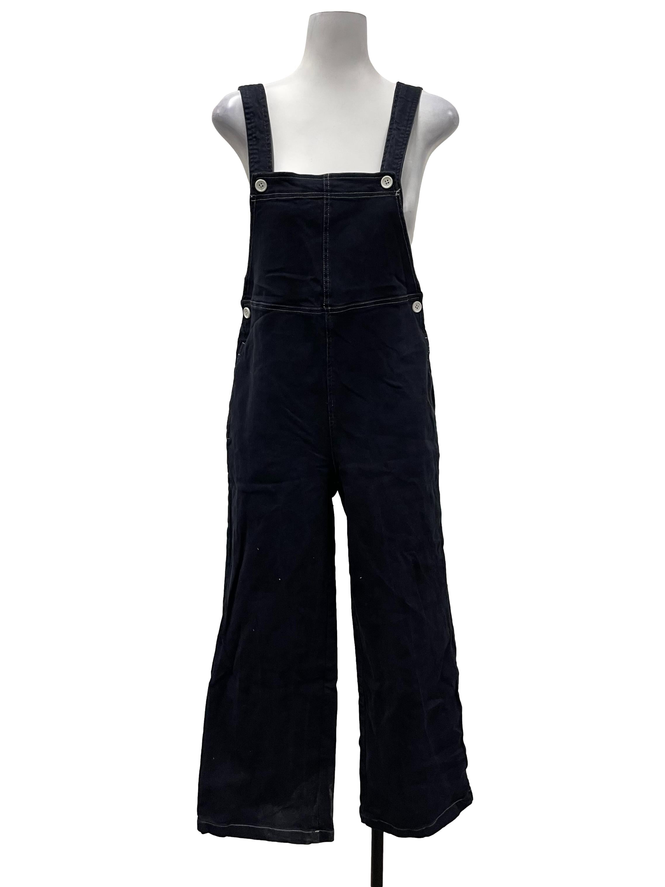 Navy Blue And White Contrast Stitch Jumpsuit