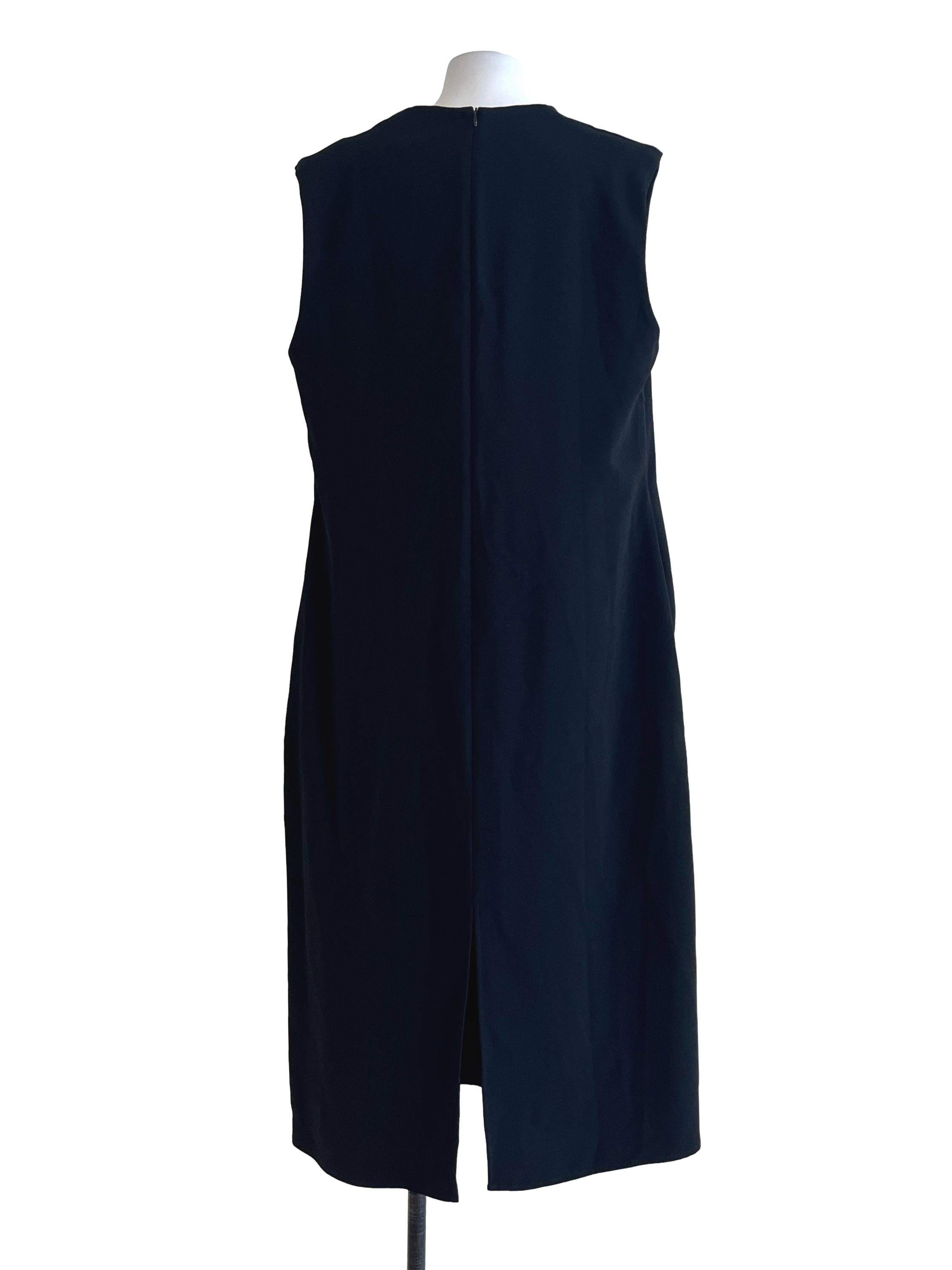 Pitch Black V Neck Shift Dress LB