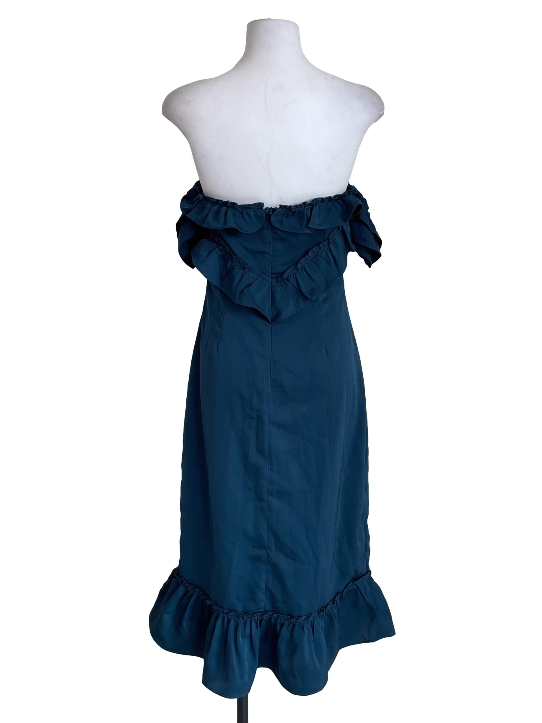 Aegean Blue Ruffled Off Shoulder Dress