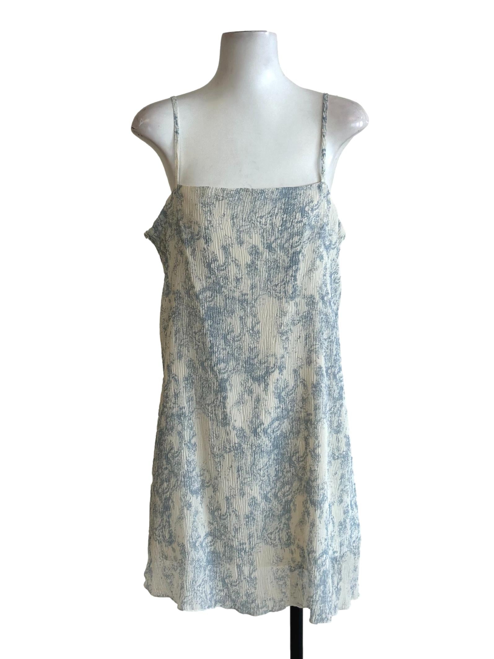 Stone Blue And White Crinkle Top