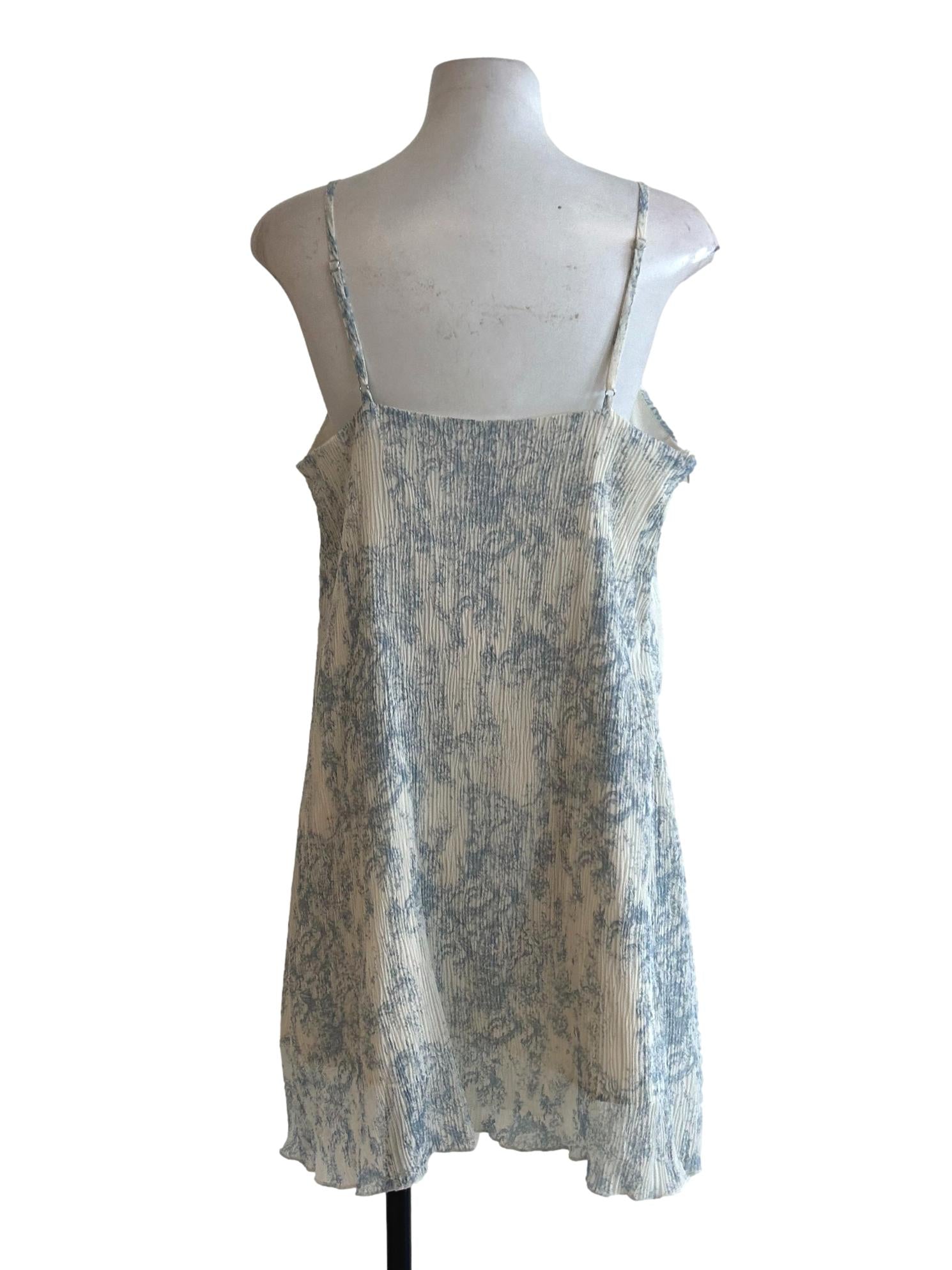 Stone Blue And White Crinkle Top