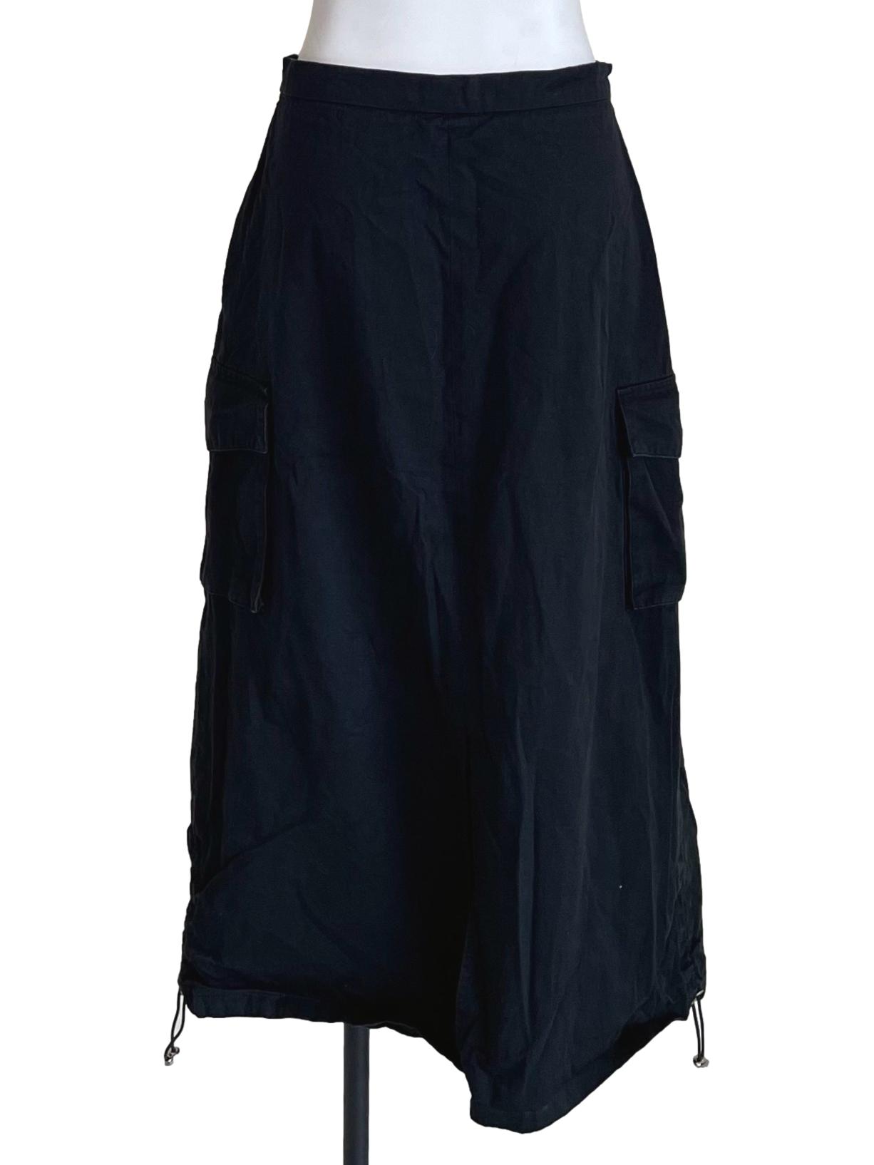 Black Cargo Pencil Skirt