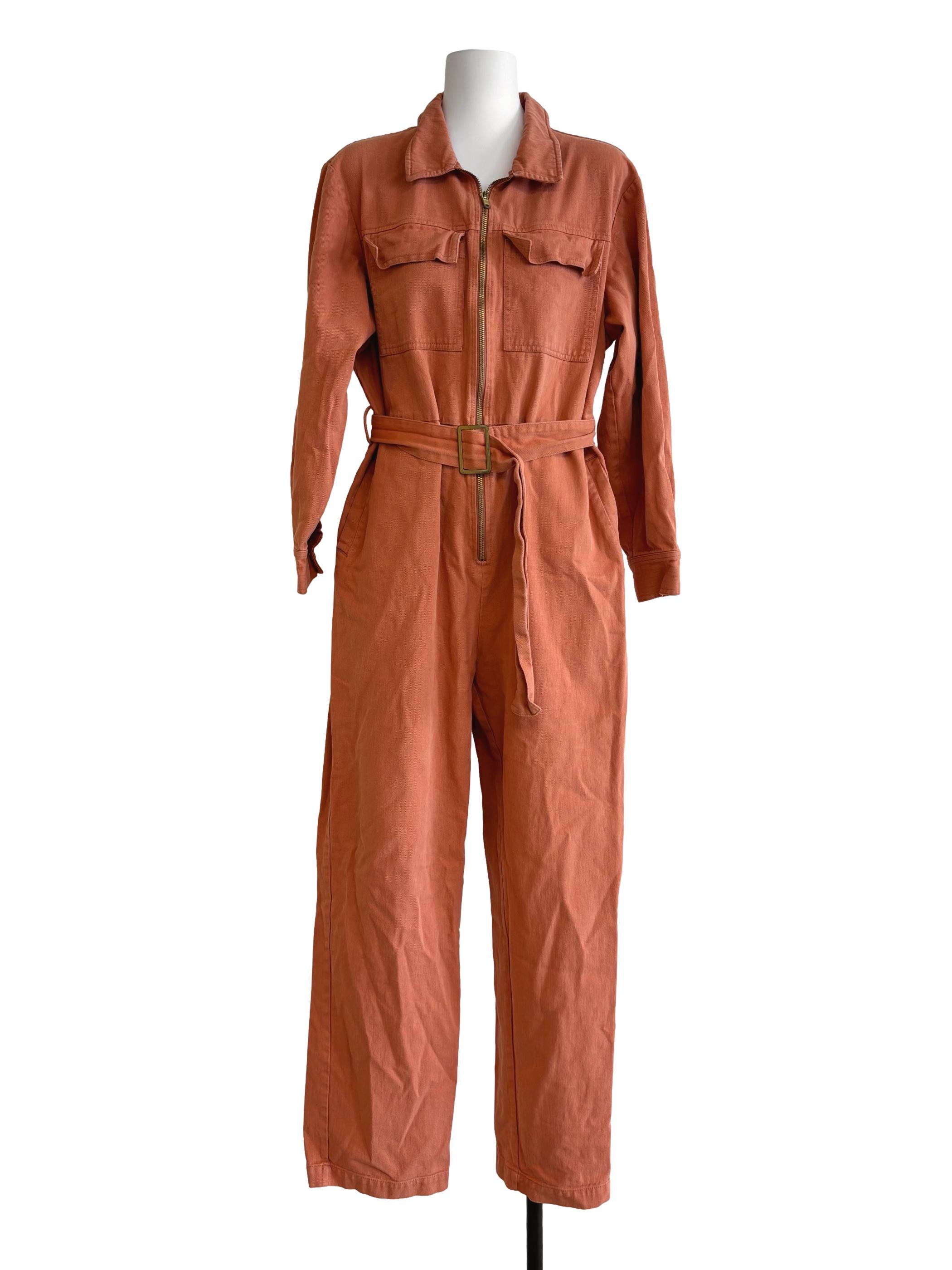 Apricot Long Sleeve Utility Jumpsuit