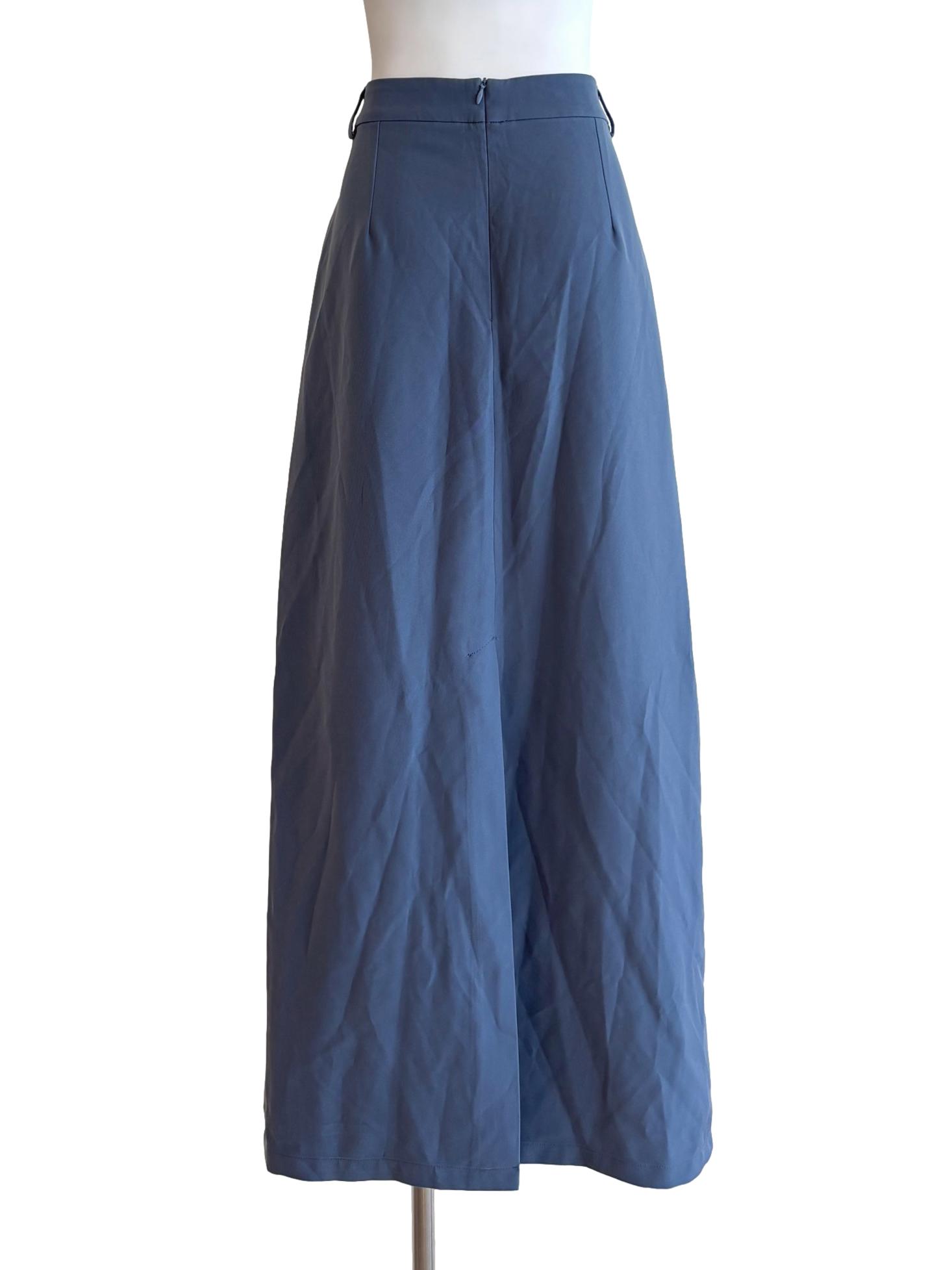 Lapis Blue Back Slit Long Skirt YHF