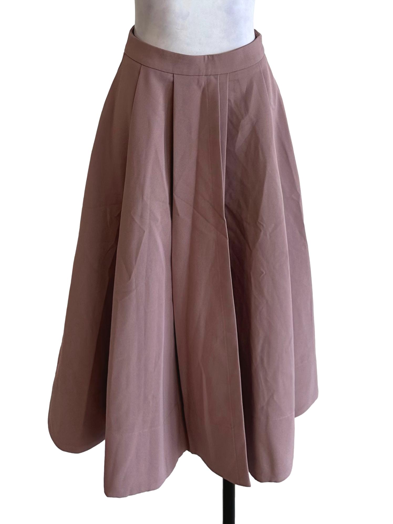 Sepia Brown Box Pleated A Line Skirt LB