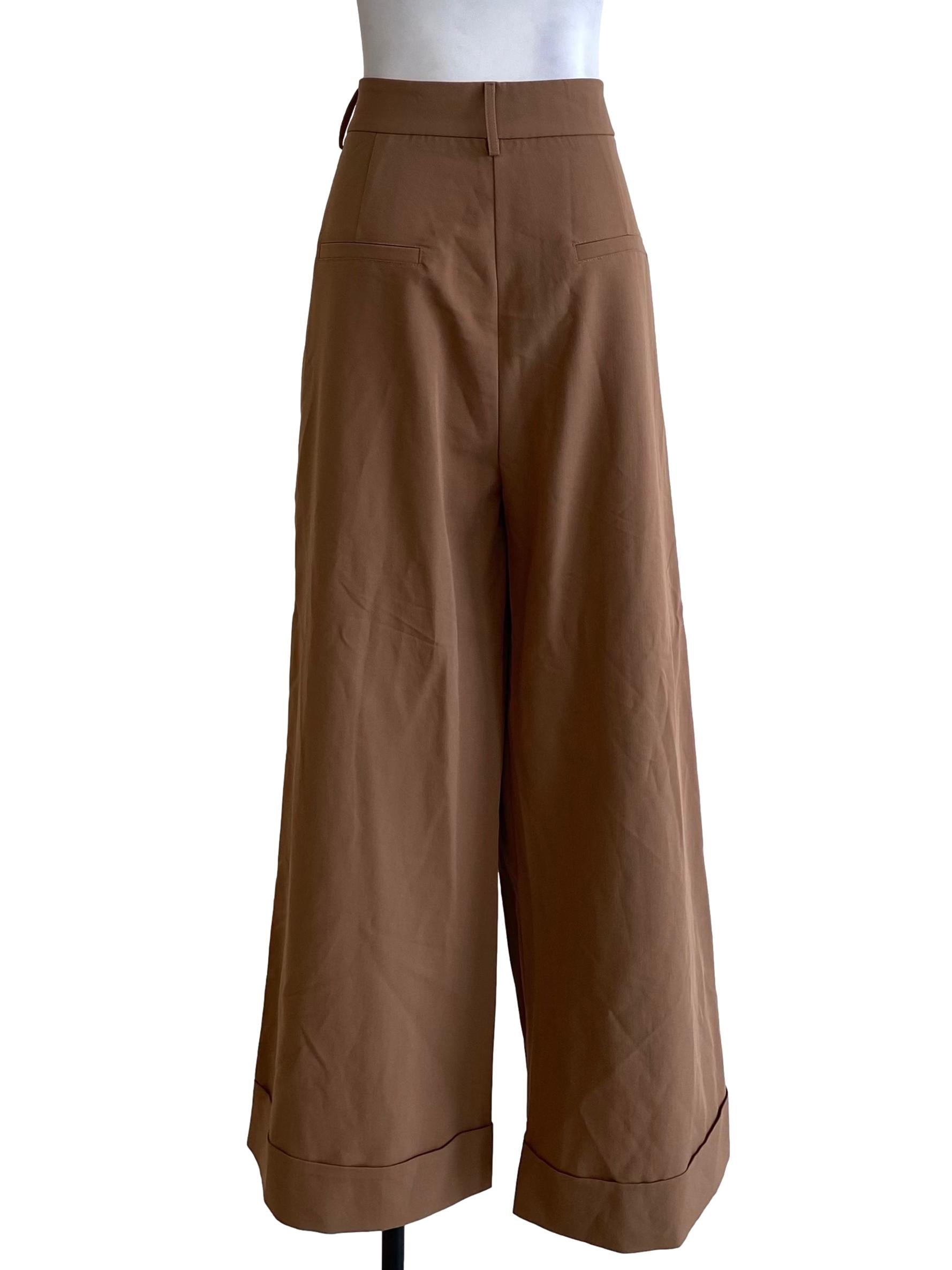 Flaxen Brown Classic Cut With Fold Bottom Pants