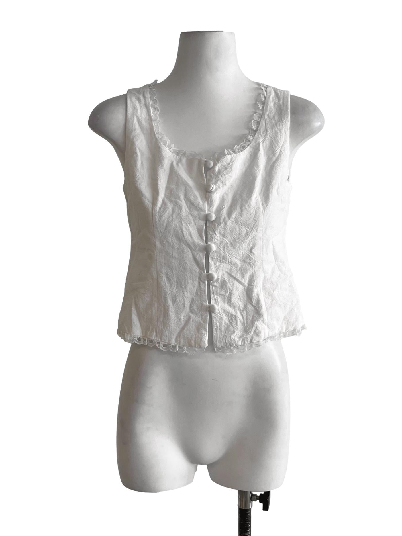 White Scoop Neckline Sleeveless Top