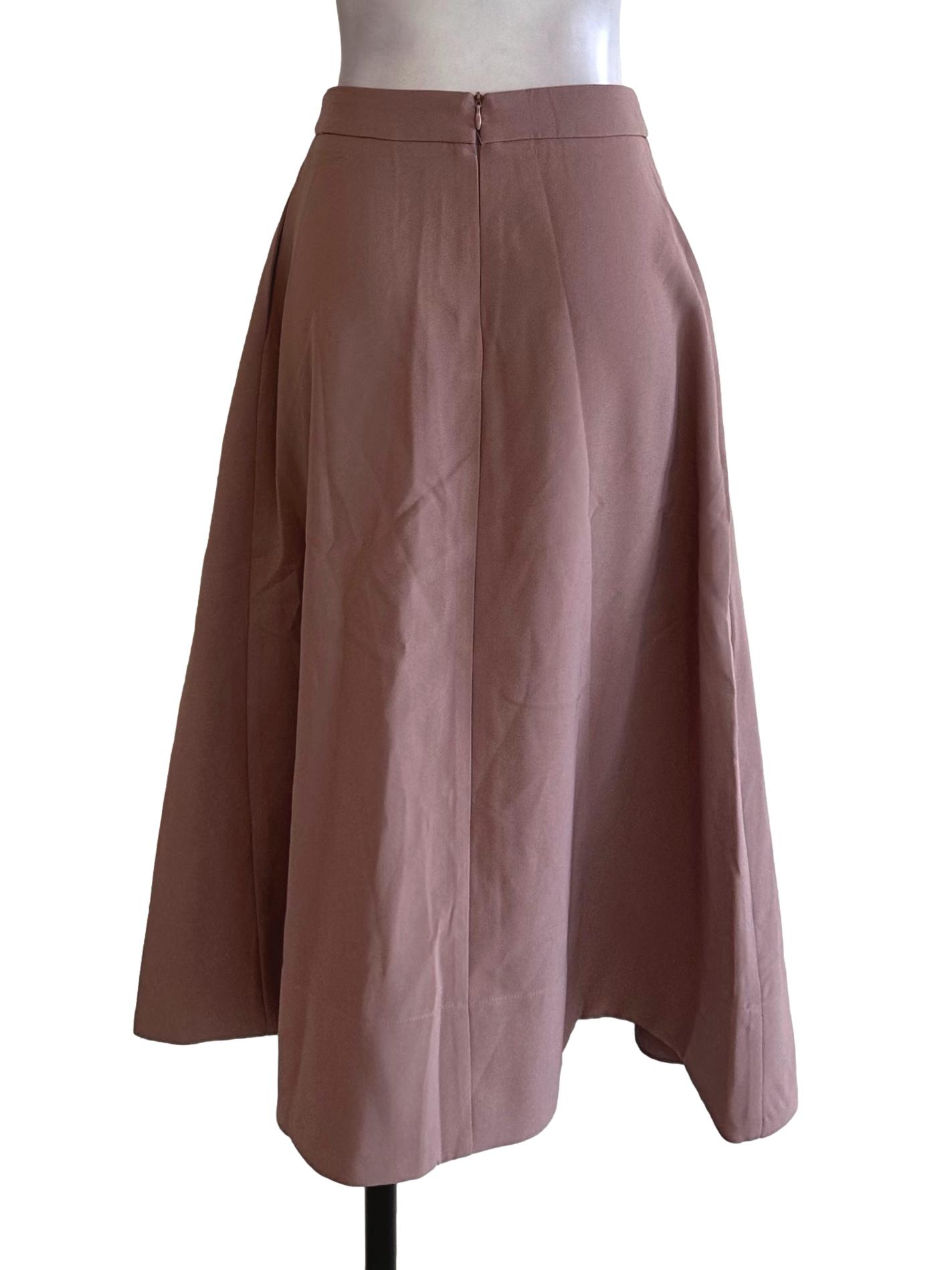 Sepia Brown Box Pleated A Line Skirt LB
