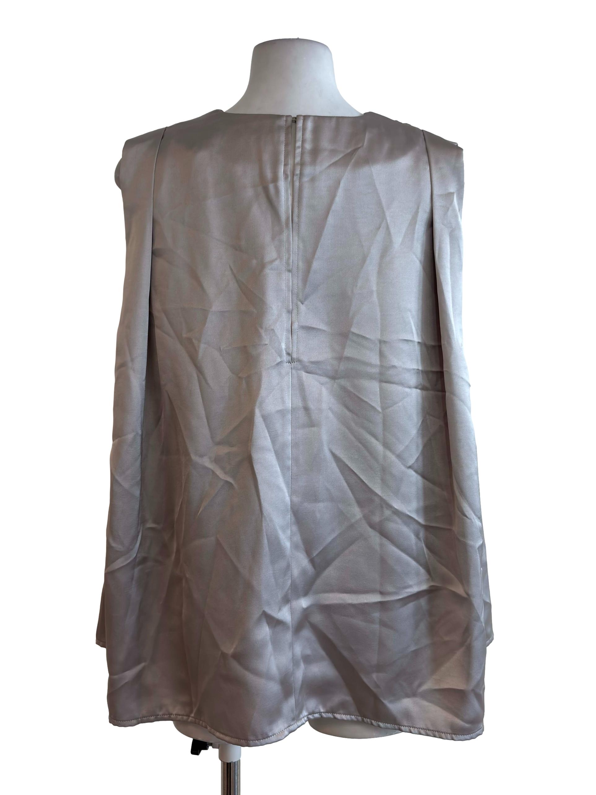 Silver Grey Satin Sleeveless Top