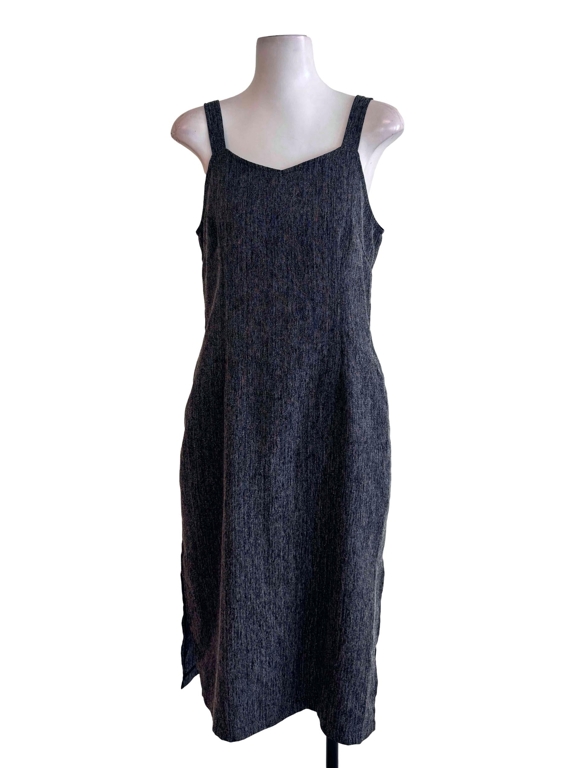 Black Textured Shift Dress