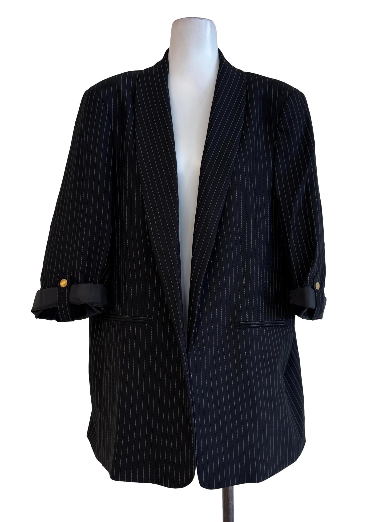 Black And White Stripes Long Sleeve Blazer