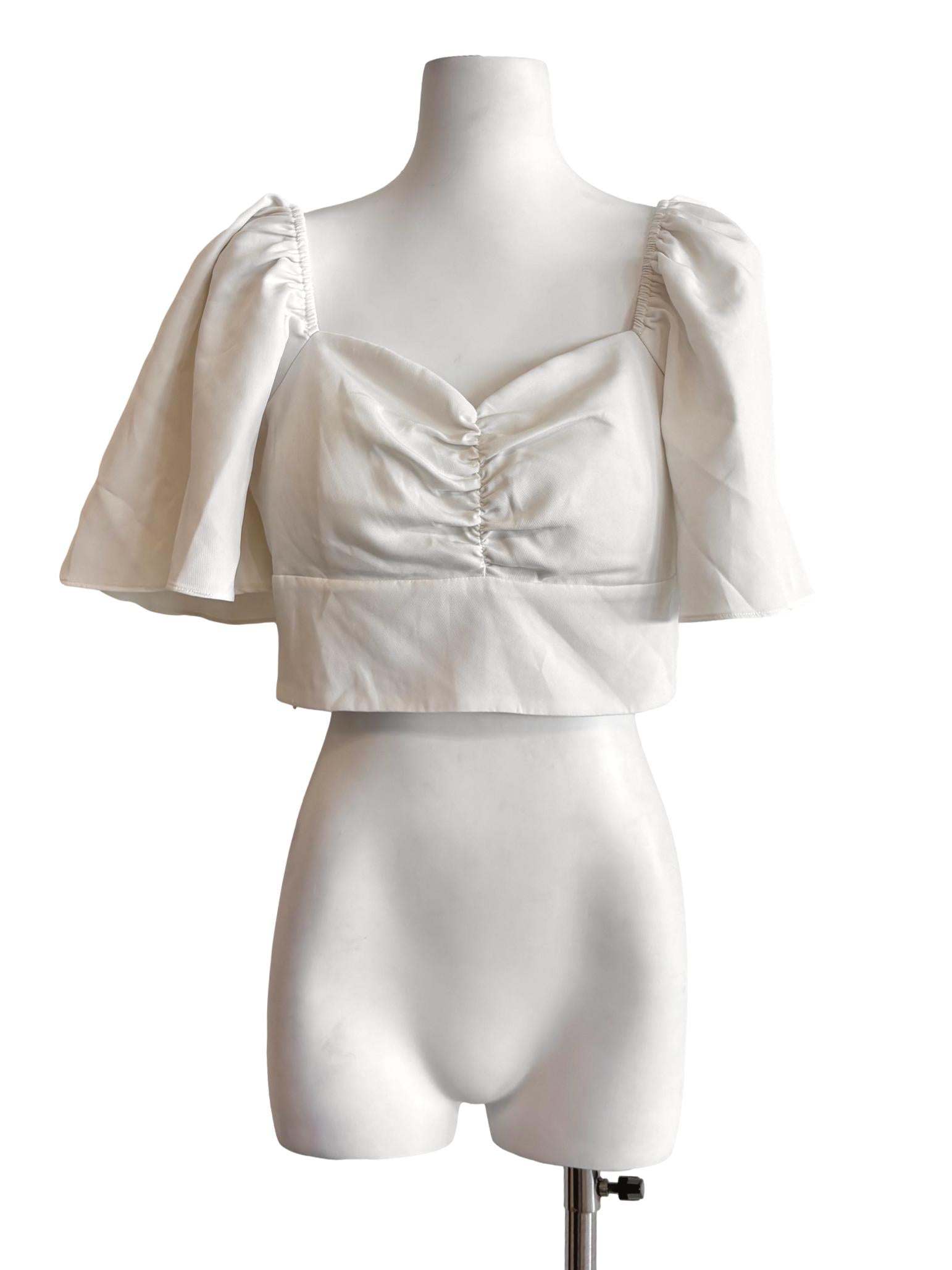Milk White Crop Baby Doll Top