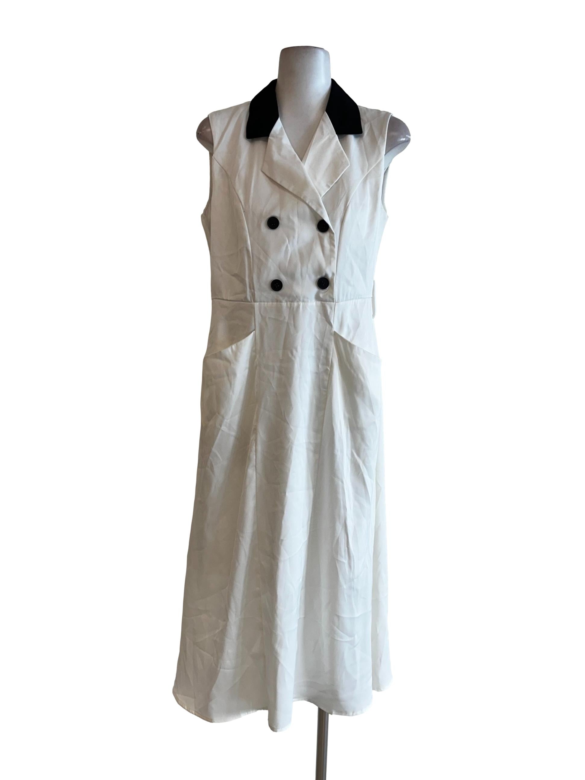 Daisy White Collar Pattern Dress