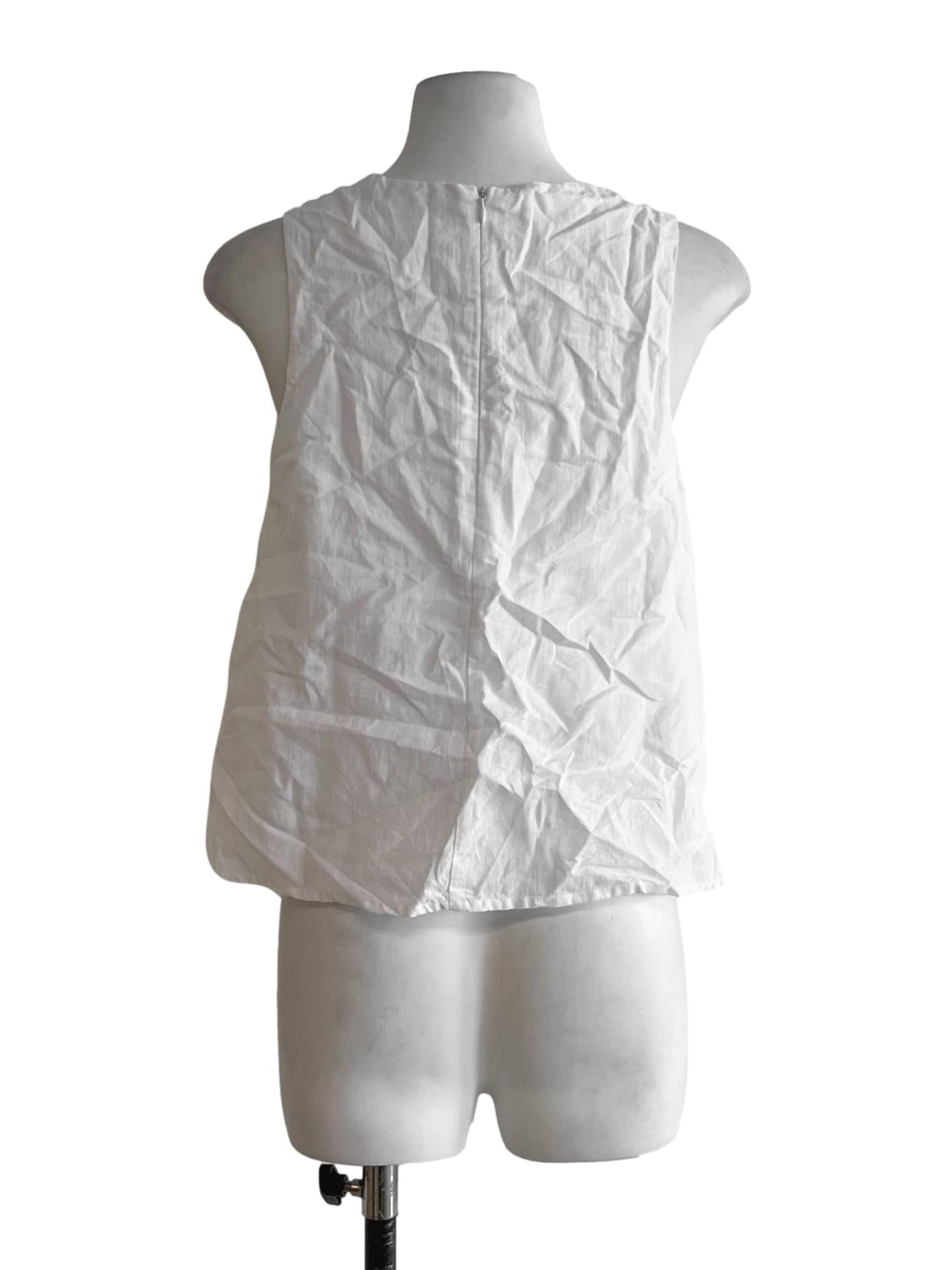 White V-Neckline Sleeveless Top