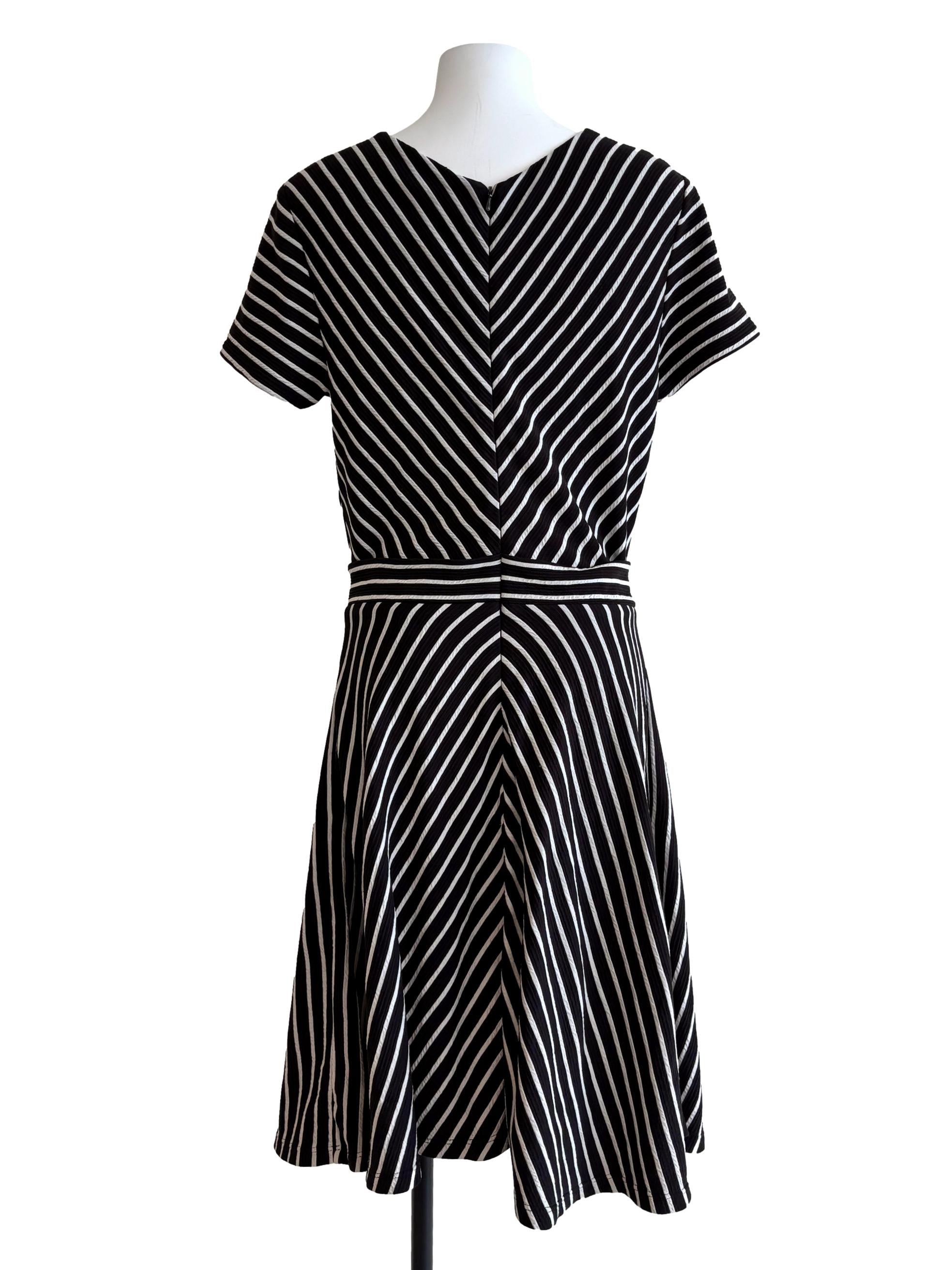 Raven Black Striped A-Line Dress