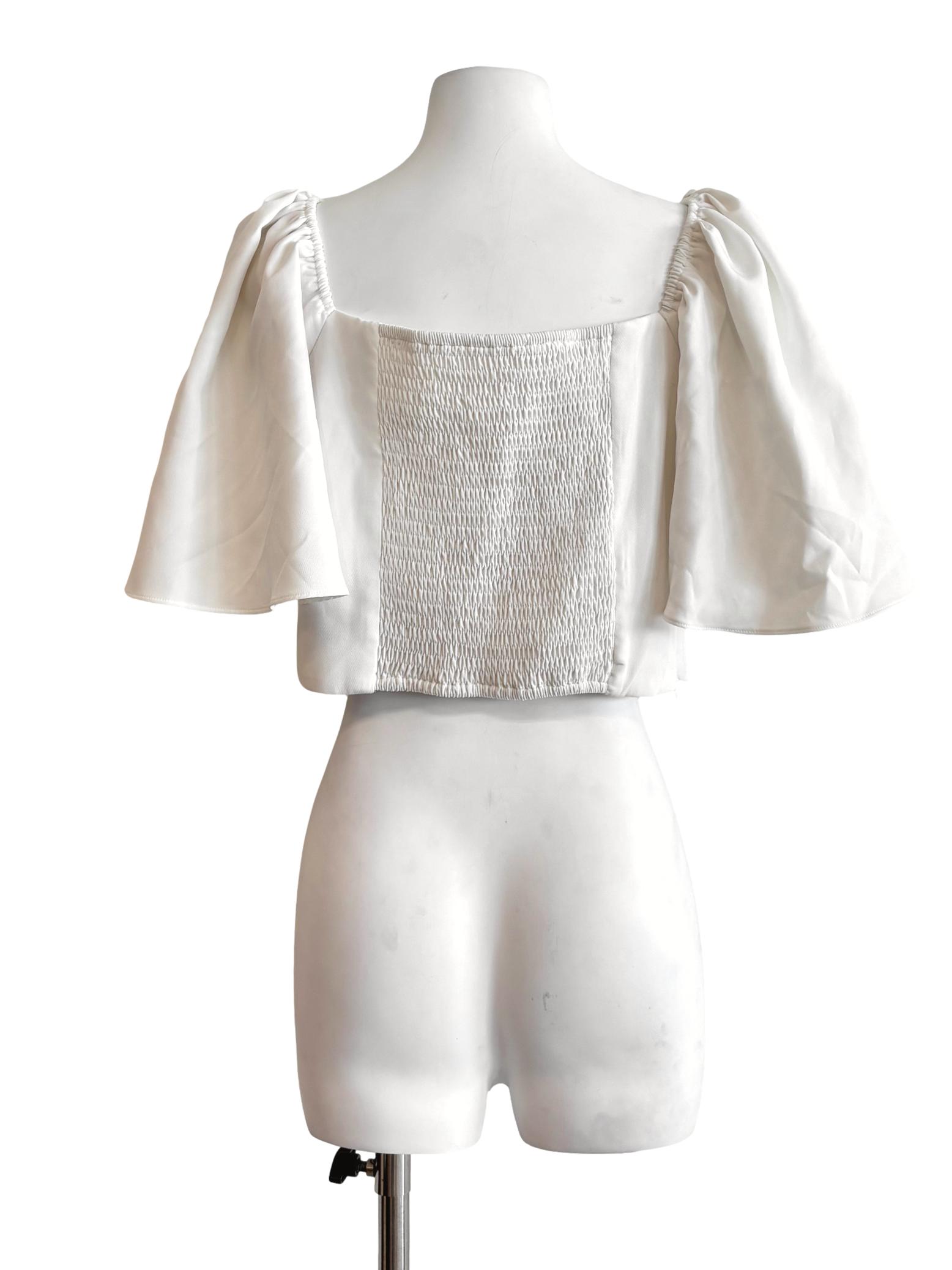Milk White Crop Baby Doll Top