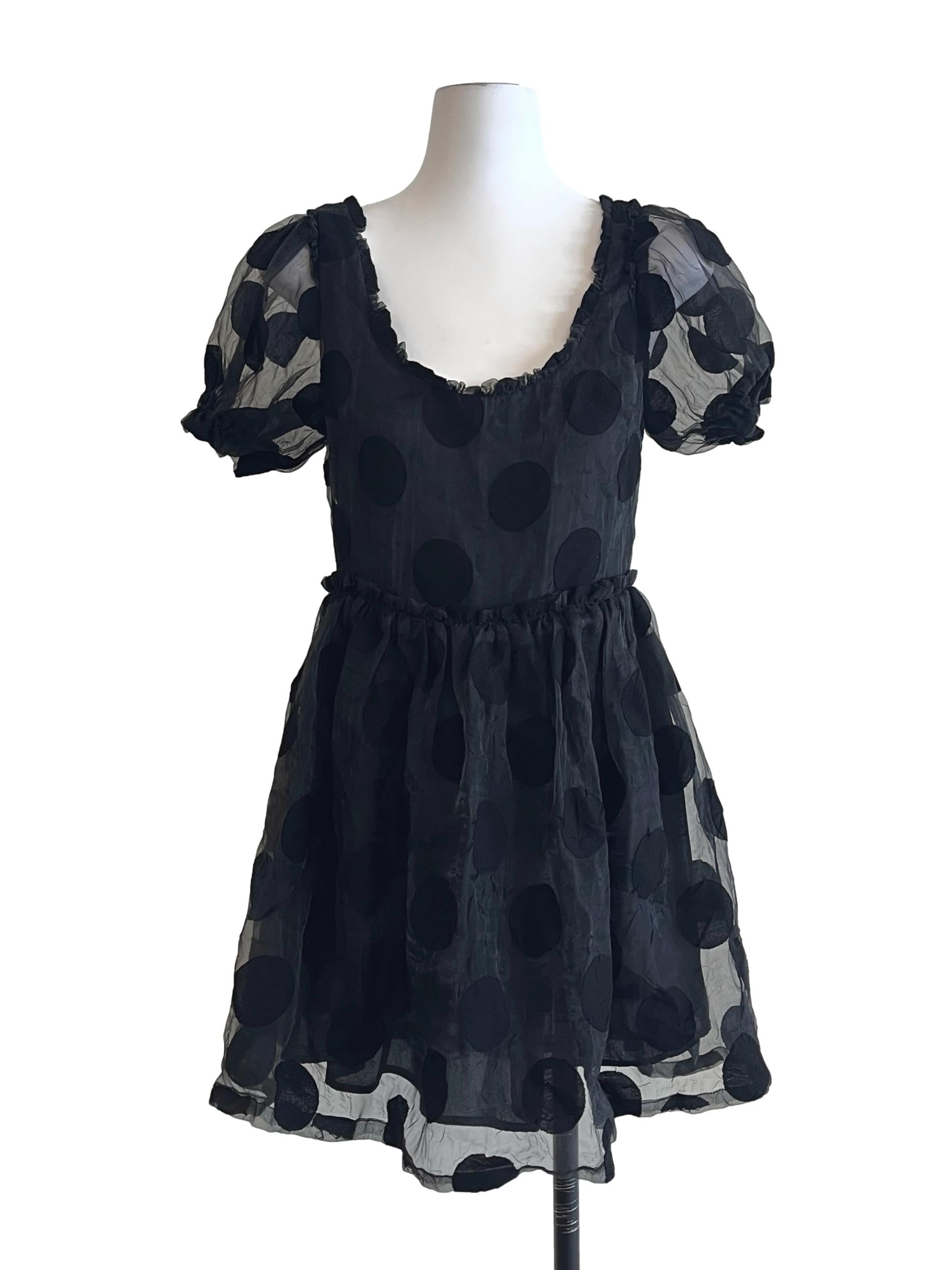 Pitch Black Square Puff Sleeve Dress