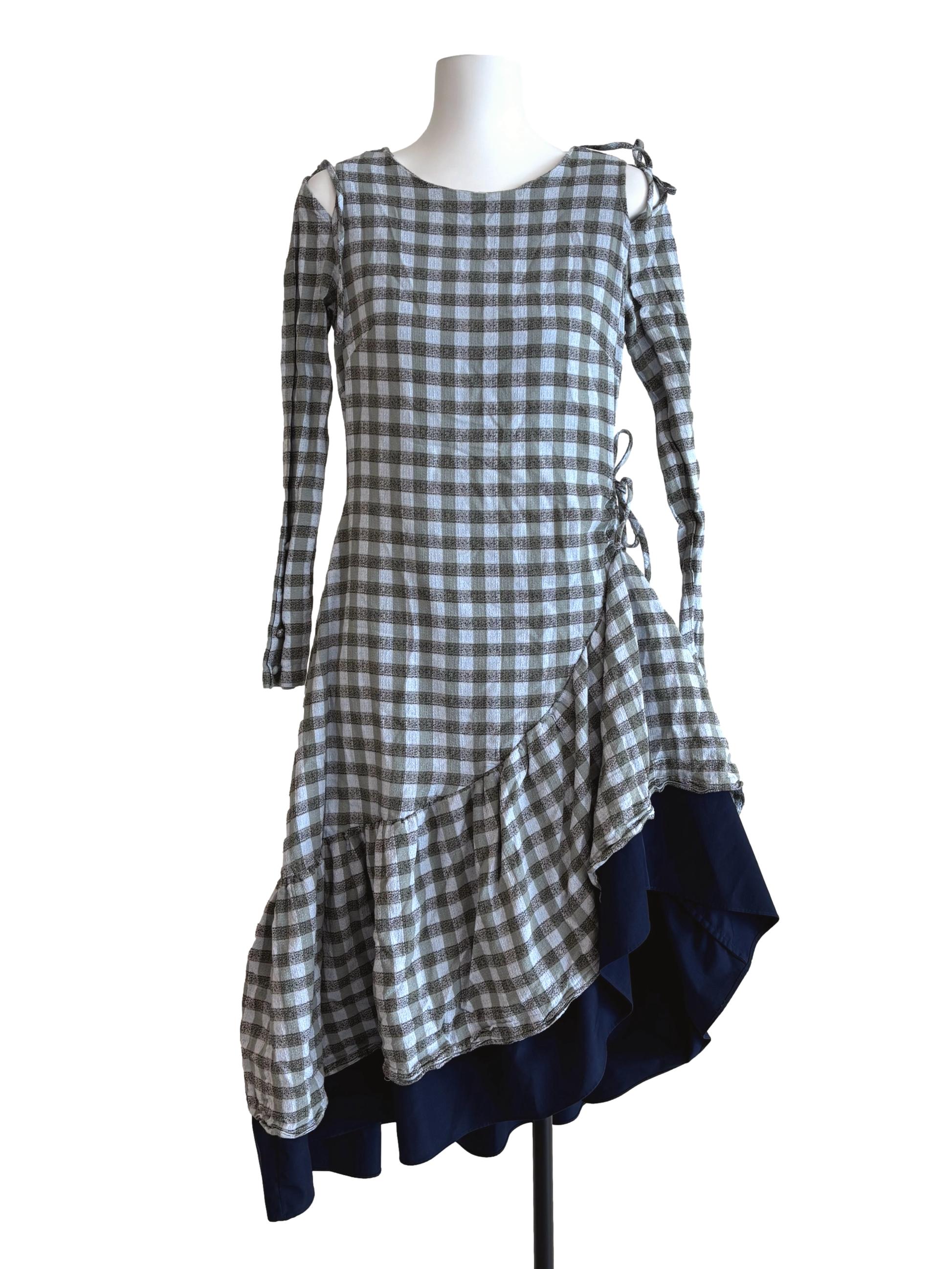 Stone Blue Plaid Layered Dress