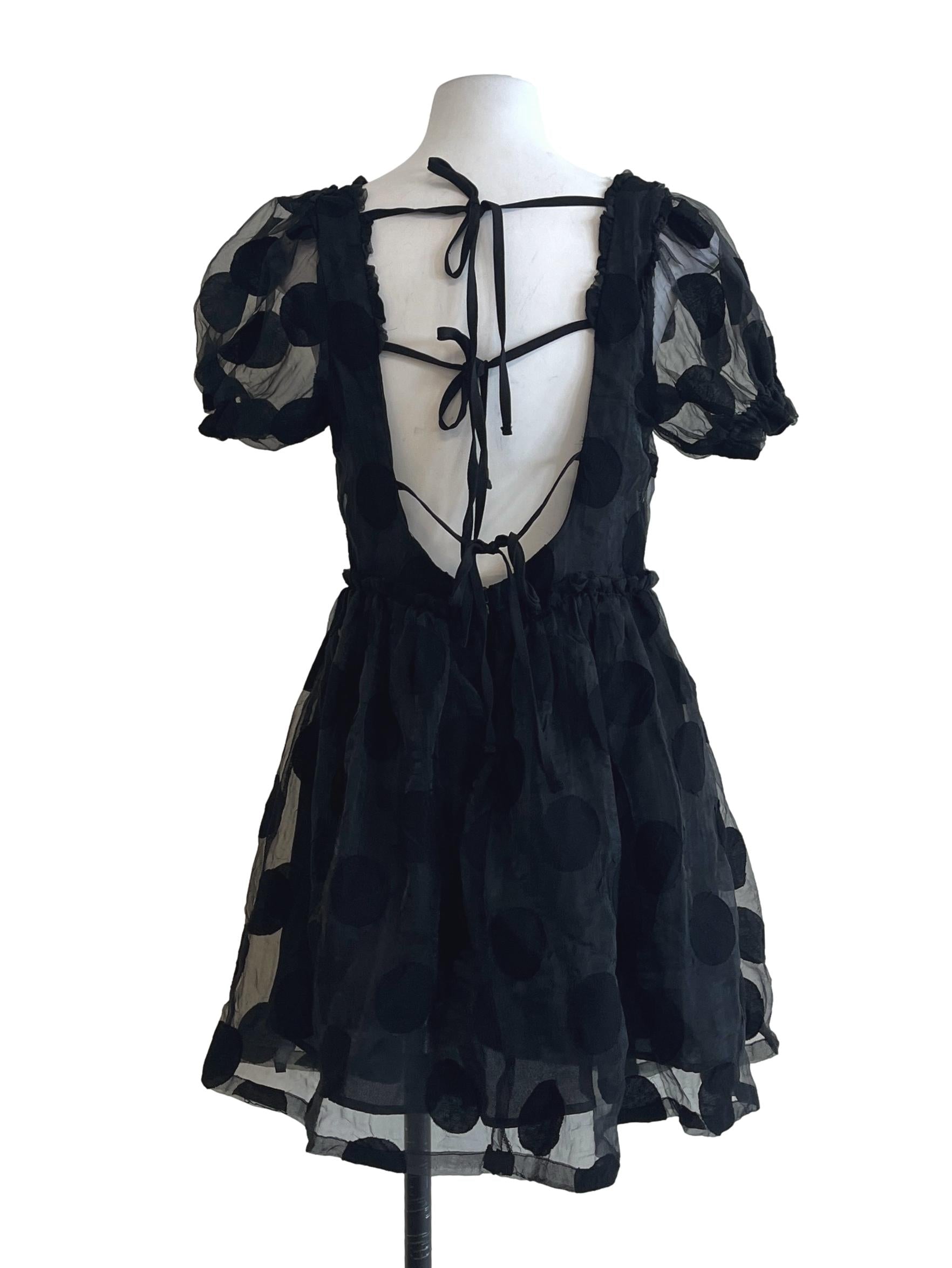 Pitch Black Square Puff Sleeve Dress